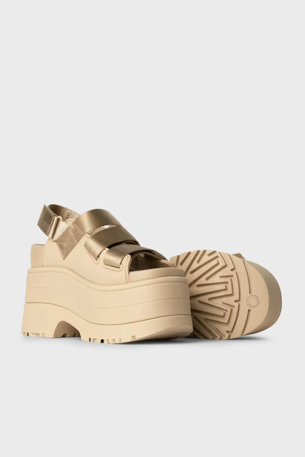 Ugg Logolu Platform Taban Cırtlı Kadın Sandalet 1167431 HARDAL - 2