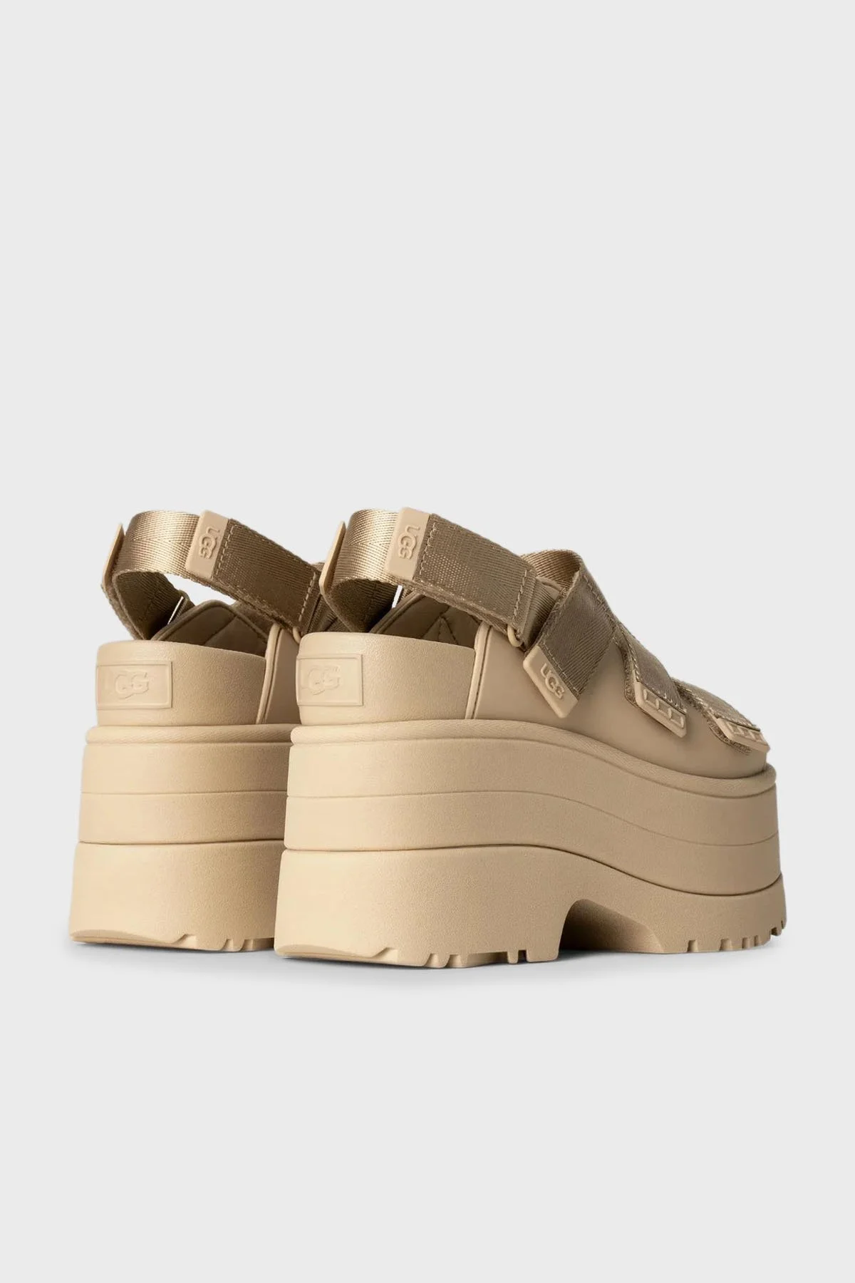 Ugg Logolu Platform Taban Cırtlı Kadın Sandalet 1167431 HARDAL - 3