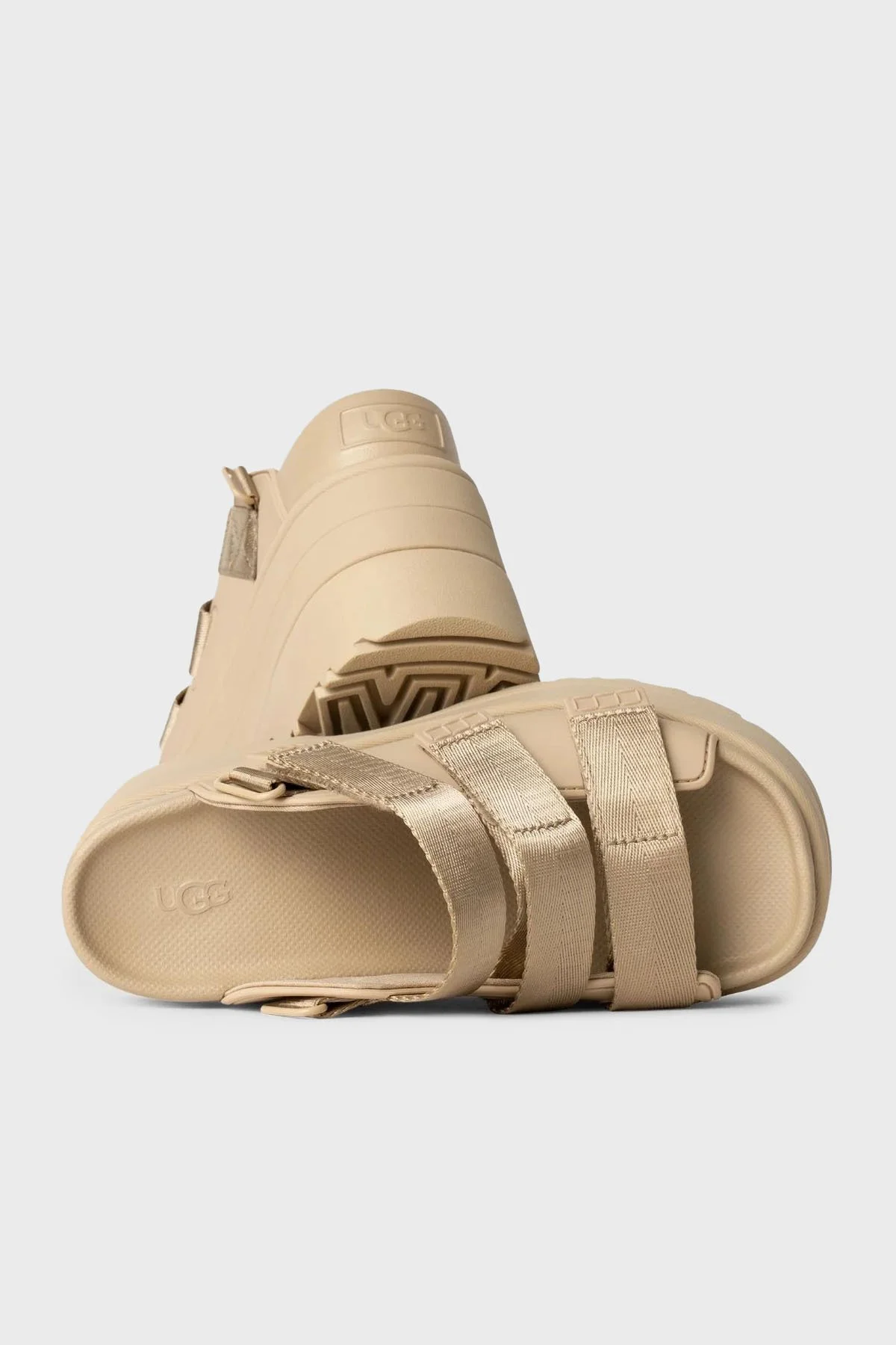 Ugg Logolu Platform Taban Cırtlı Kadın Sandalet 1167431 HARDAL - 4