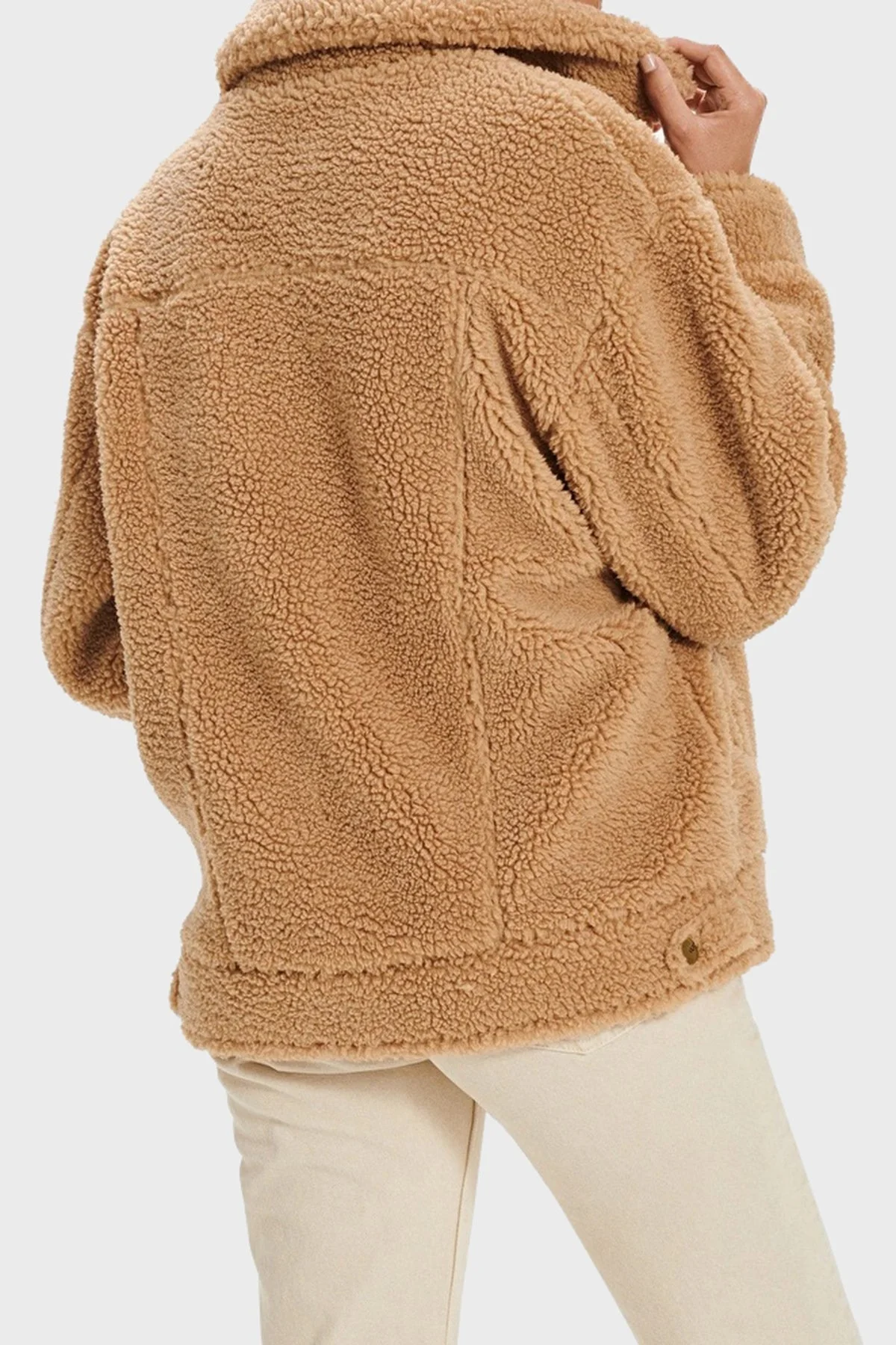 Ugg Logolu Regular Fit Gömlek Yaka Polarlı Bayan Ceket 1113951 CAMEL - 2