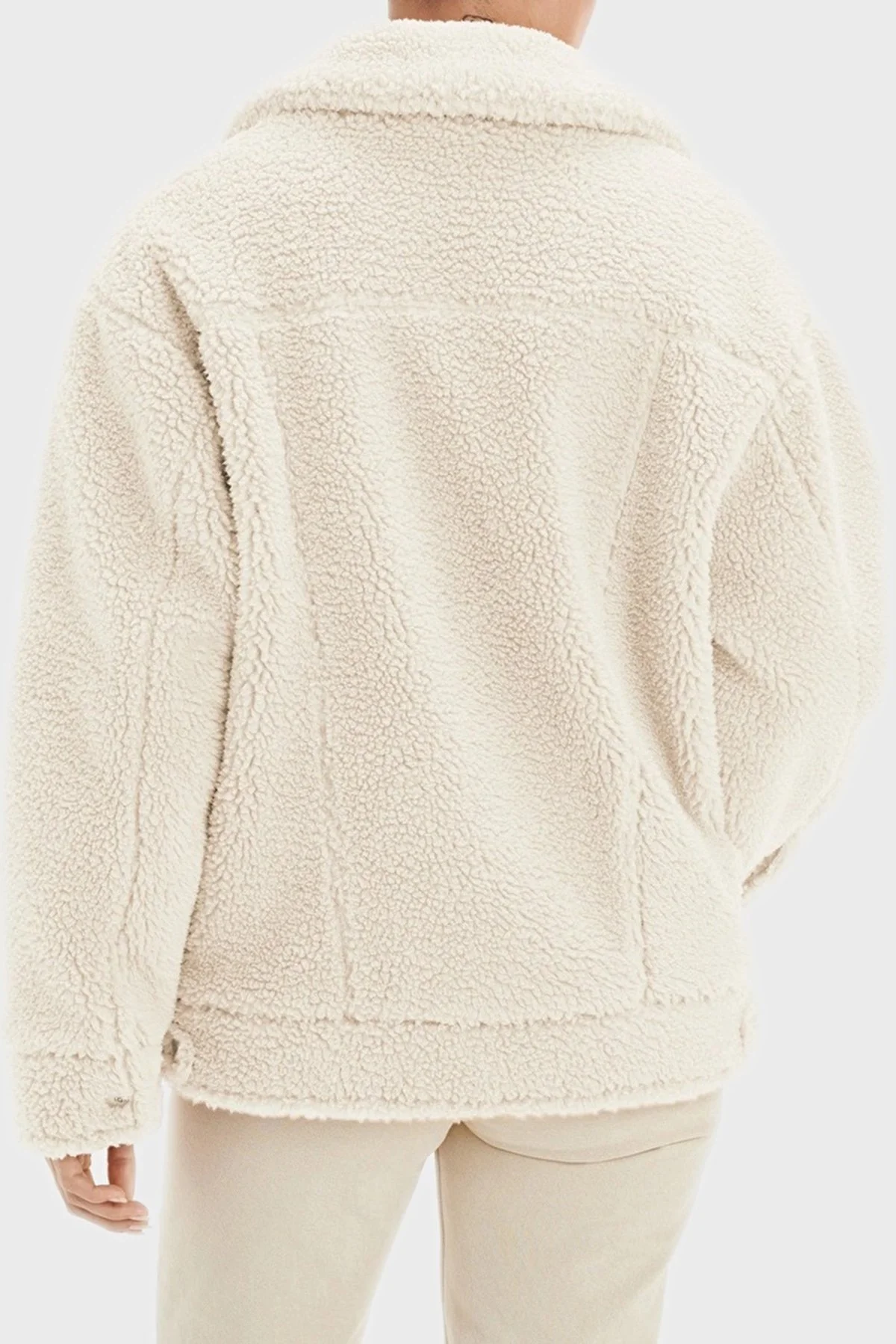 Ugg Logolu Regular Fit Gömlek Yaka Polarlı Bayan Ceket 1113951 EKRU - 6