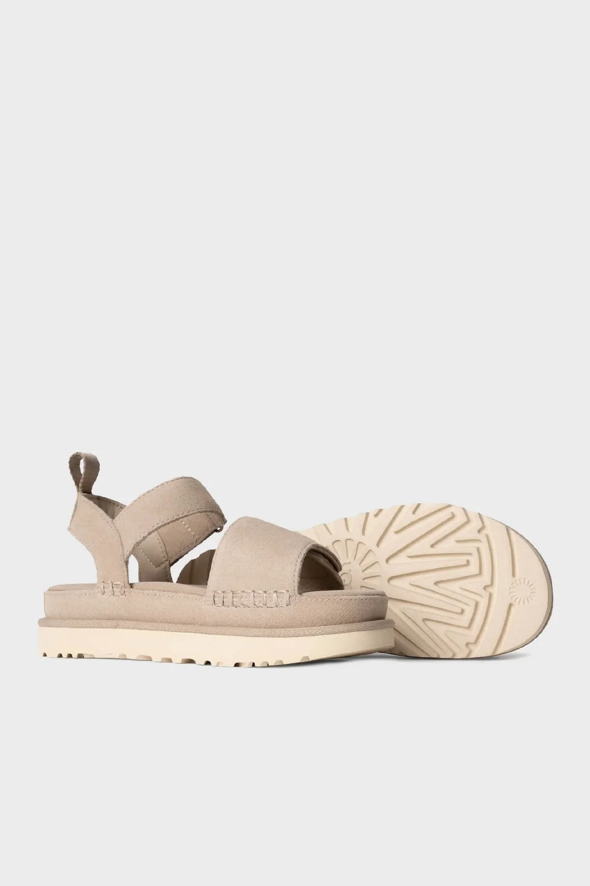 Ugg Logolu Süet Kalın Taban Cırtlı Bayan Sandalet 1136783 BEJ - 6