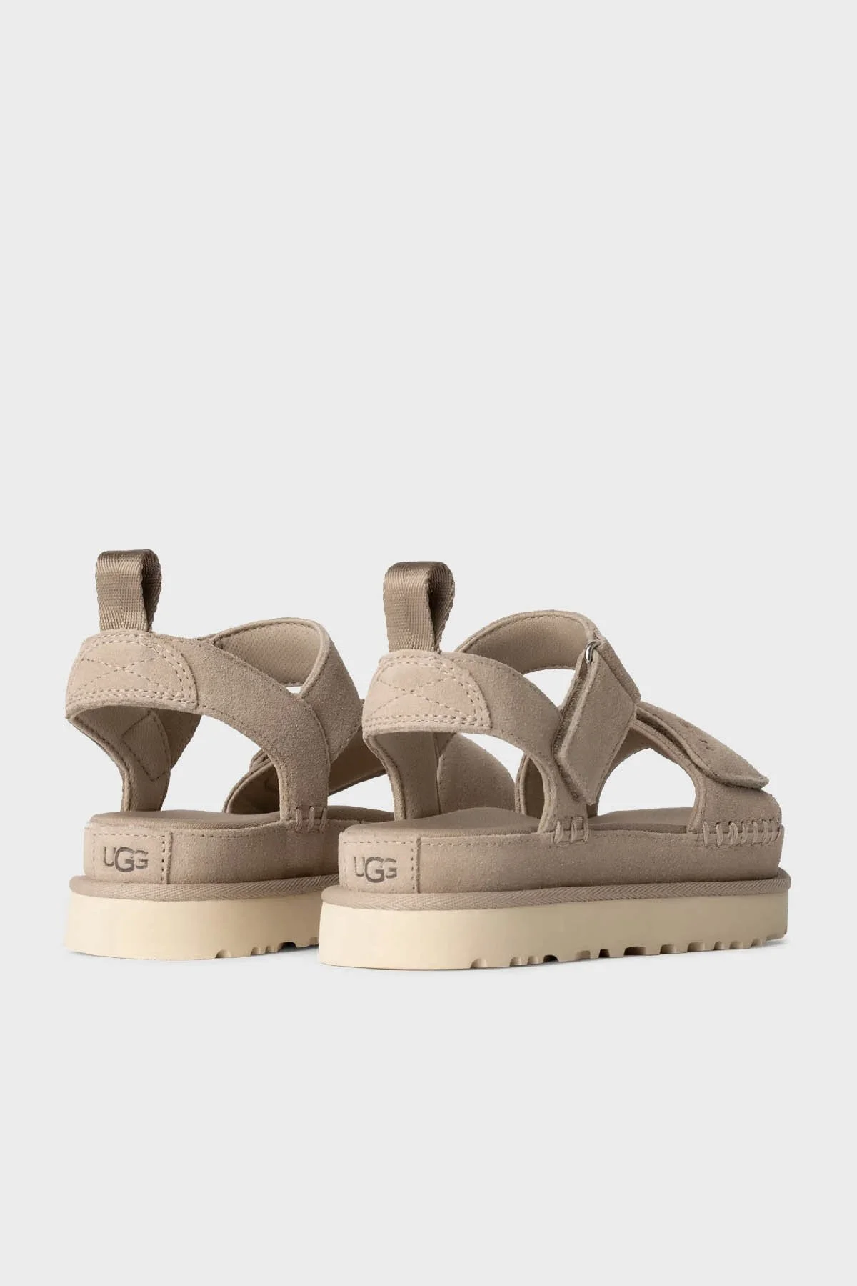 Ugg Logolu Süet Kalın Taban Cırtlı Kadın Sandalet 1136783 BEJ - 3