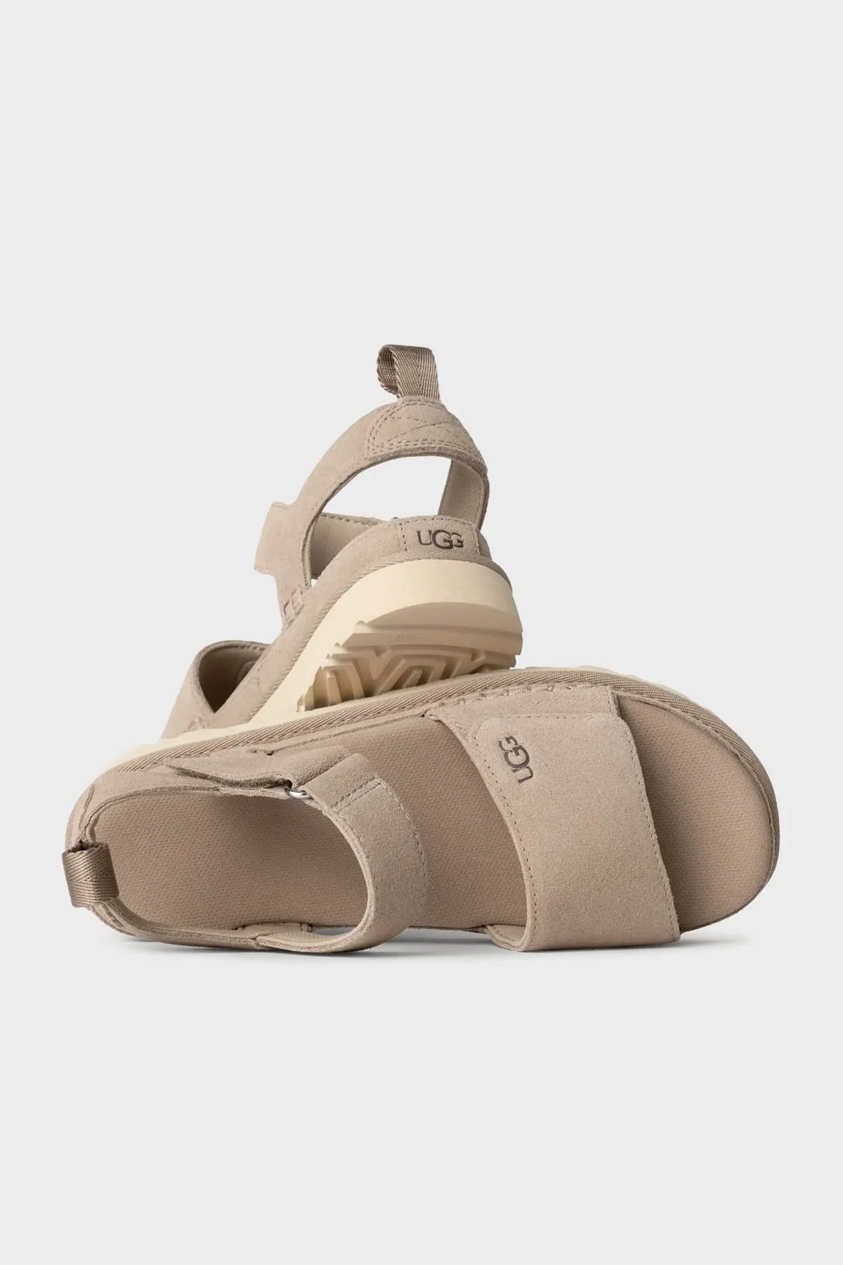 Ugg Logolu Süet Kalın Taban Cırtlı Kadın Sandalet 1136783 BEJ - 4