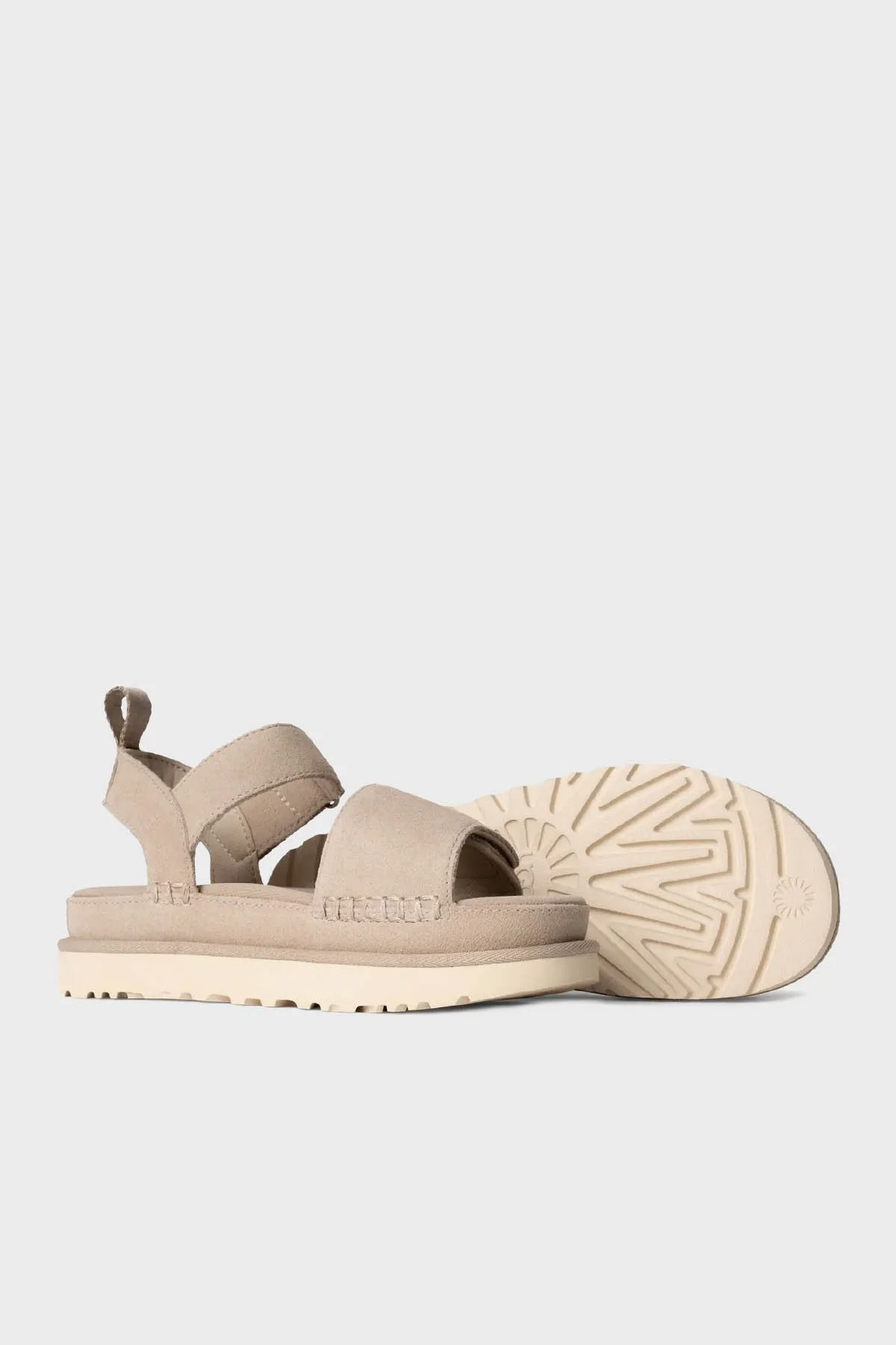 Ugg Logolu Süet Kalın Taban Cırtlı Kadın Sandalet 1136783 BEJ - 6