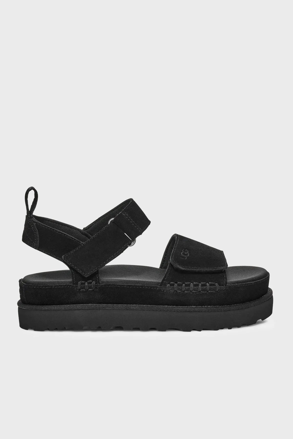 Ugg Logolu Süet Kalın Taban Cırtlı Kadın Sandalet 1136783 SİYAH - 1
