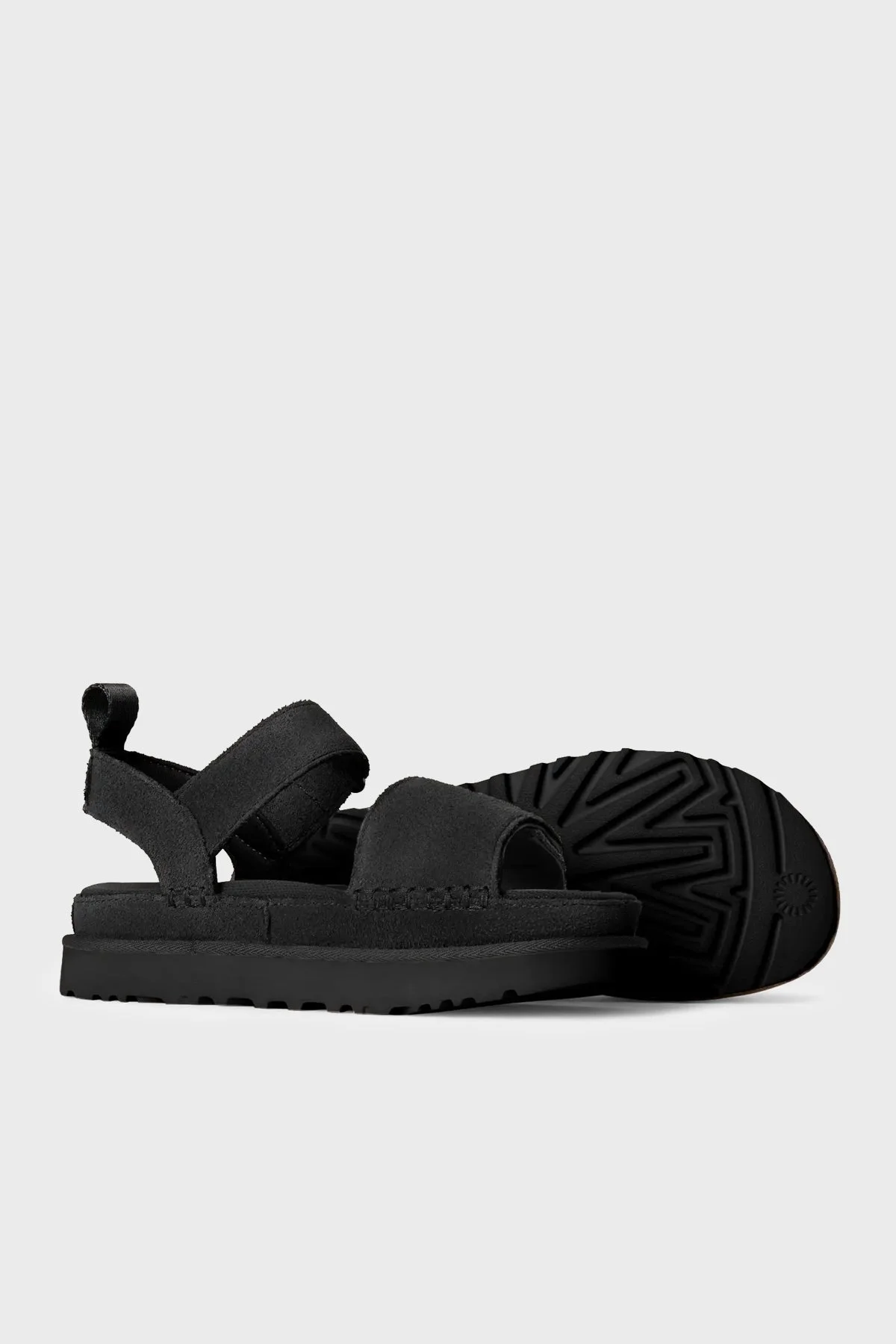 Ugg Logolu Süet Kalın Taban Cırtlı Kadın Sandalet 1136783 SİYAH - 3