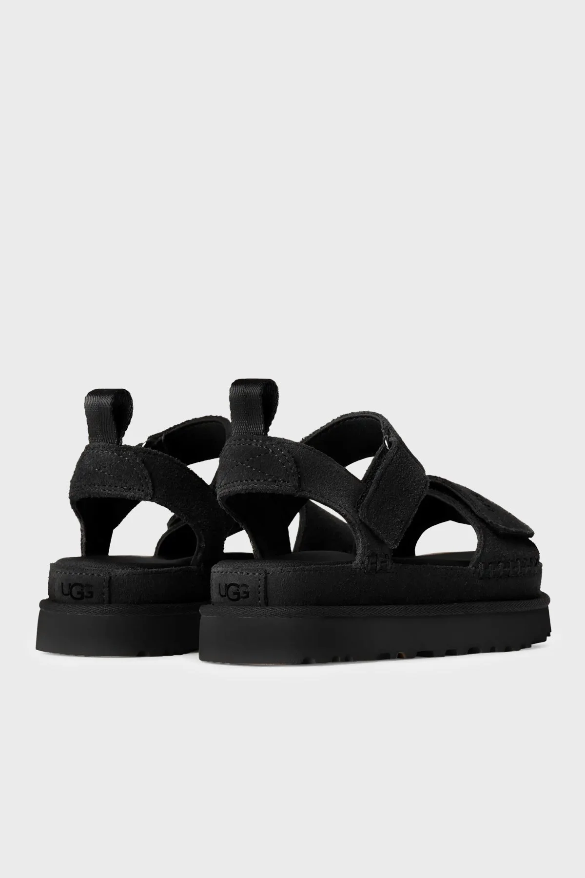 Ugg Logolu Süet Kalın Taban Cırtlı Kadın Sandalet 1136783 SİYAH - 4