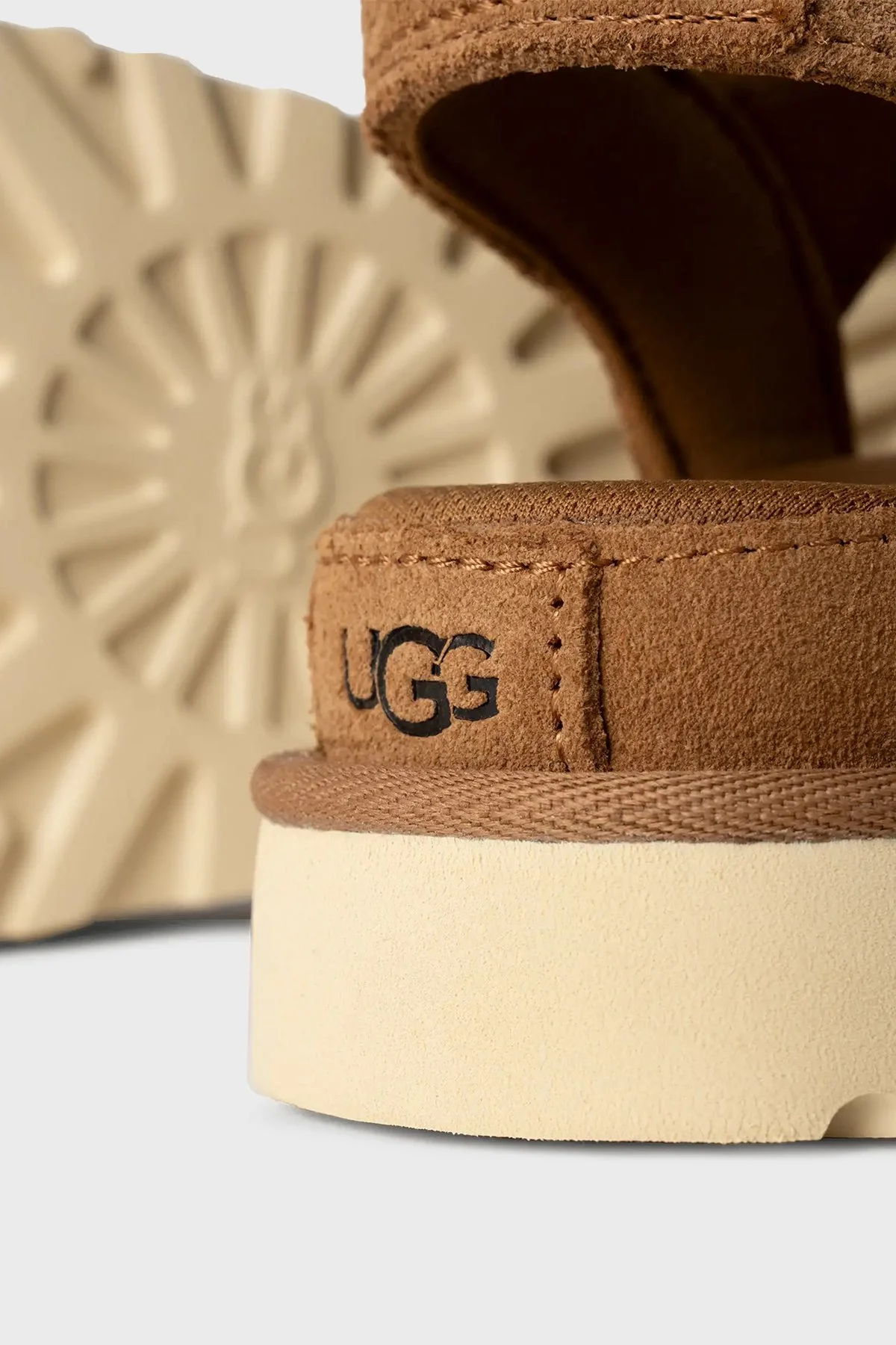 Ugg Logolu Süet Kalın Taban Cırtlı Kadın Sandalet 1136783 TABA - 5