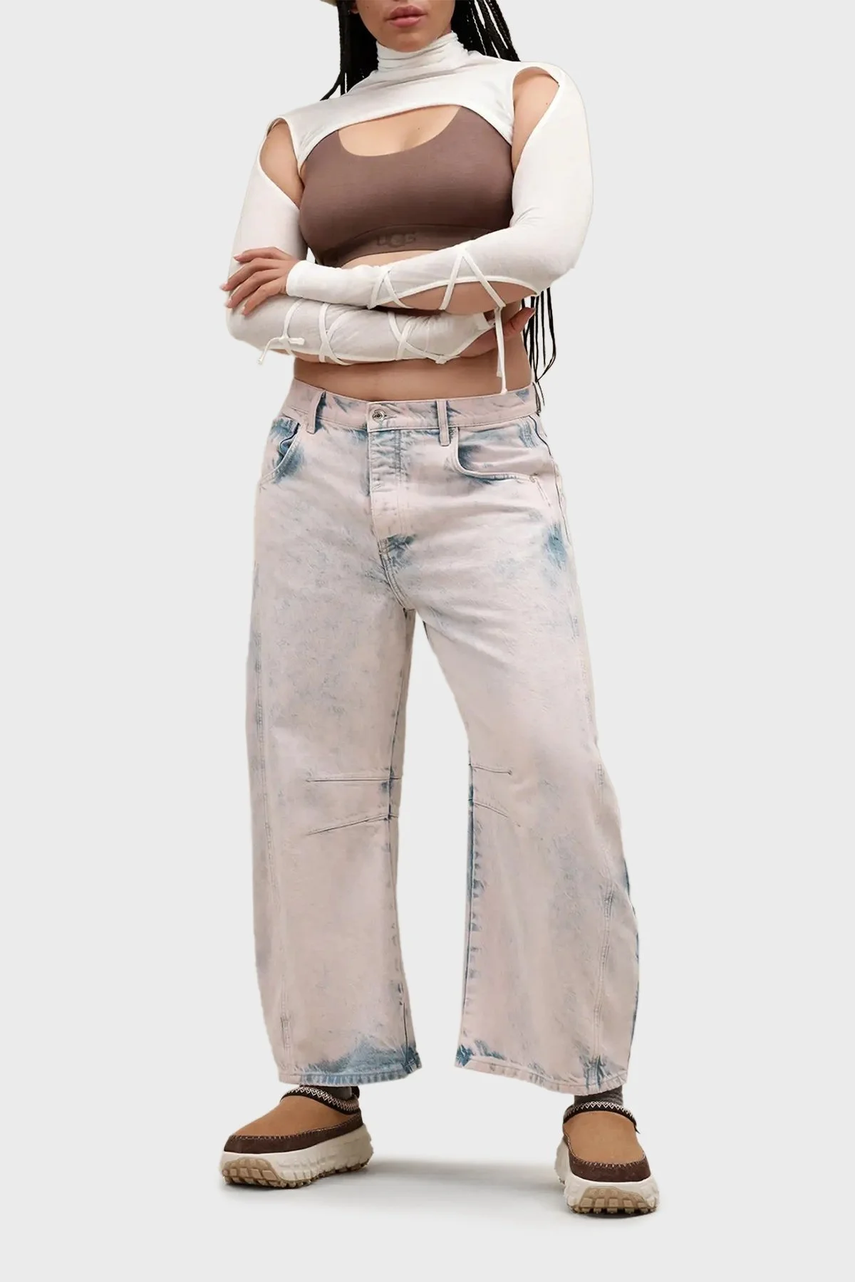 Ugg Logolu Süet Paltform Taban Unisex Terlik 1155650 TABA-EKRU - 8