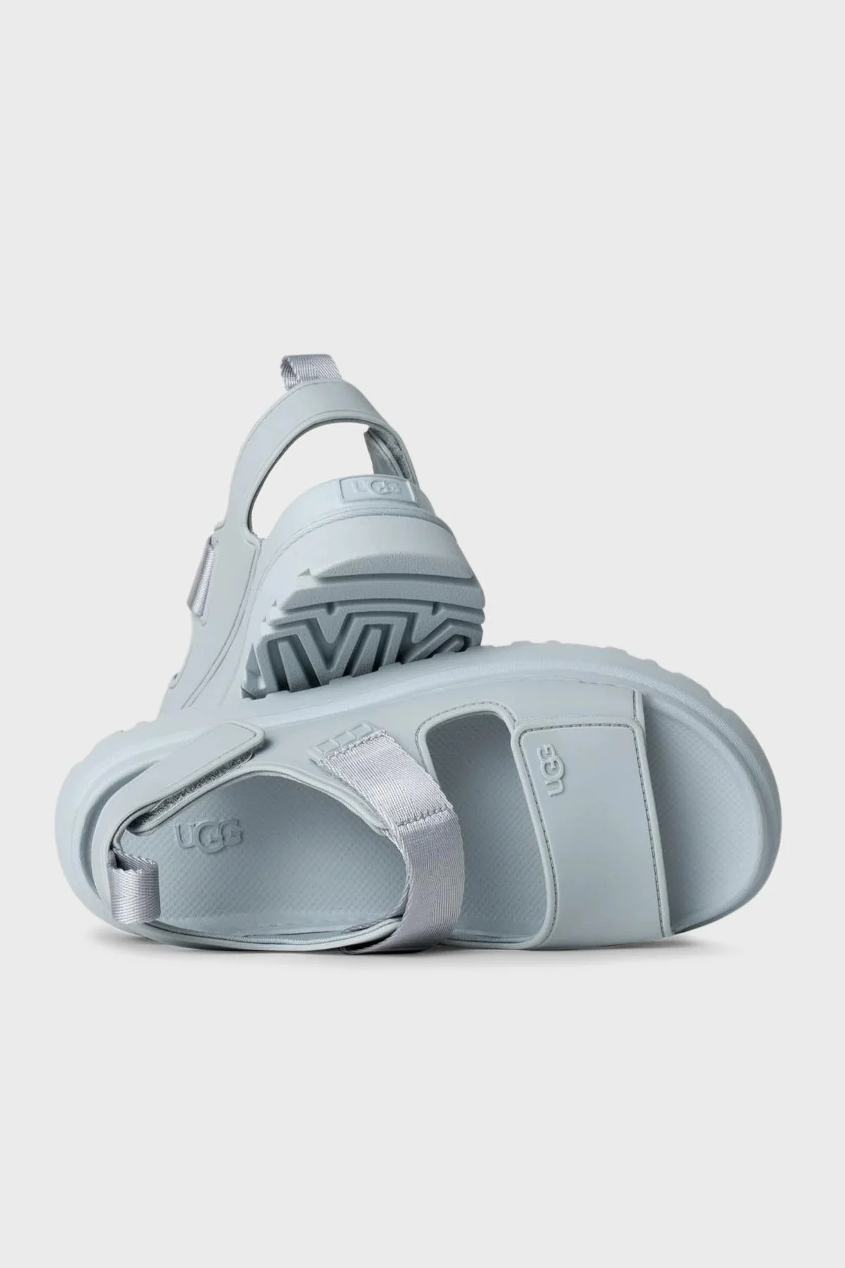 Ugg Logolu Tırtıklı Kalın Taban Cırtlı Bayan Sandalet 1152685 AÇIK MAVİ - 4