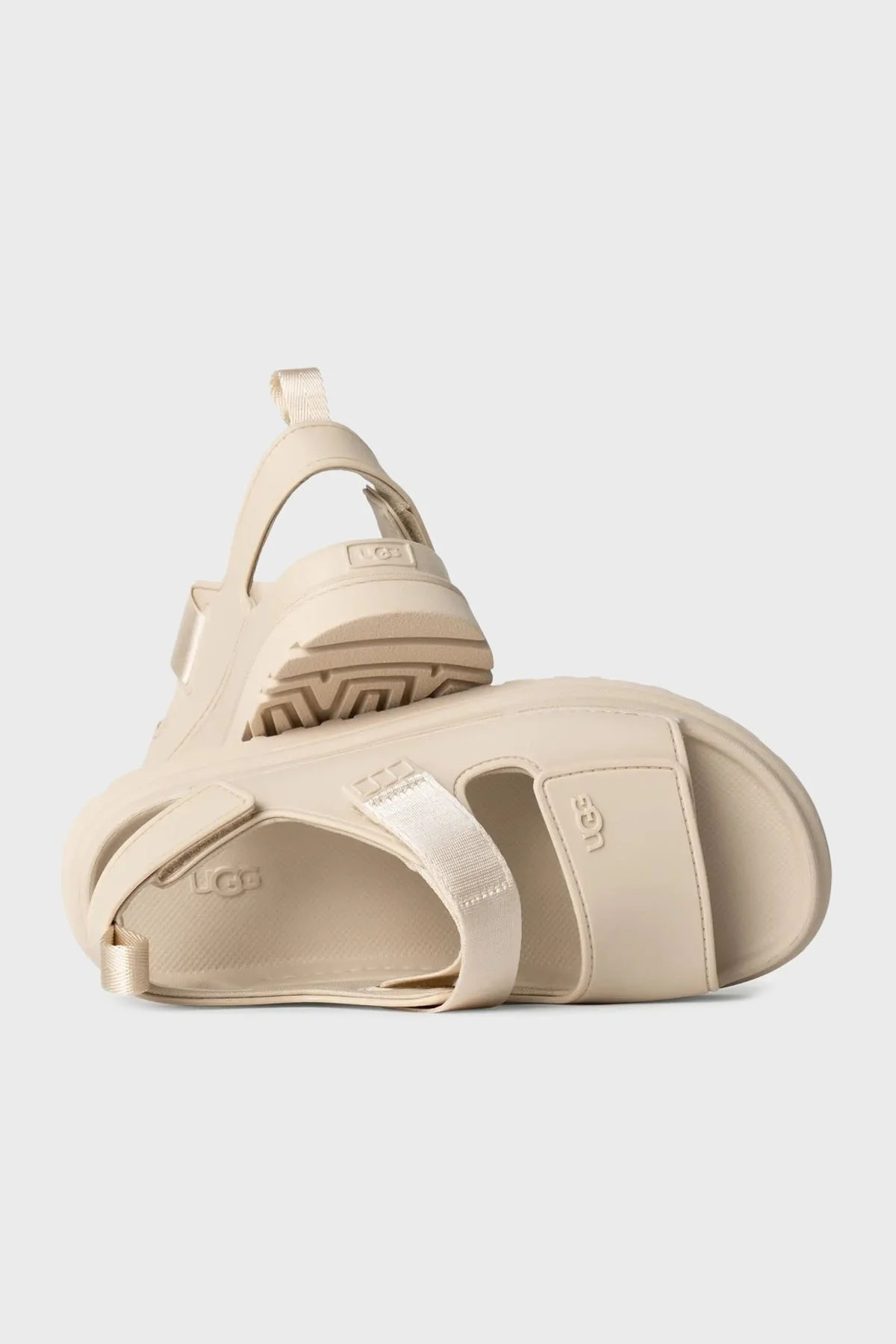 Ugg Logolu Tırtıklı Kalın Taban Cırtlı Bayan Sandalet 1152685 BEJ - 2