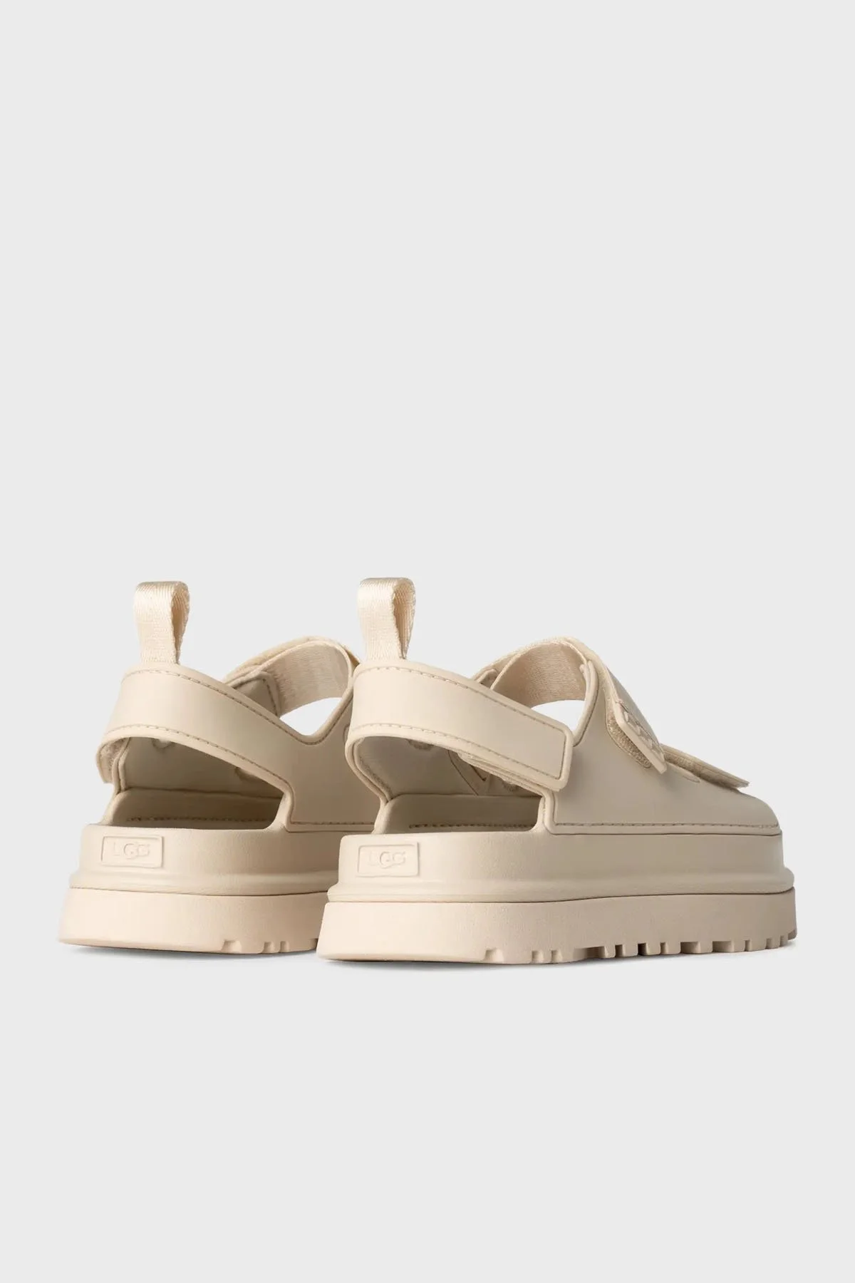Ugg Logolu Tırtıklı Kalın Taban Cırtlı Kadın Sandalet 1152685 BEJ - 3