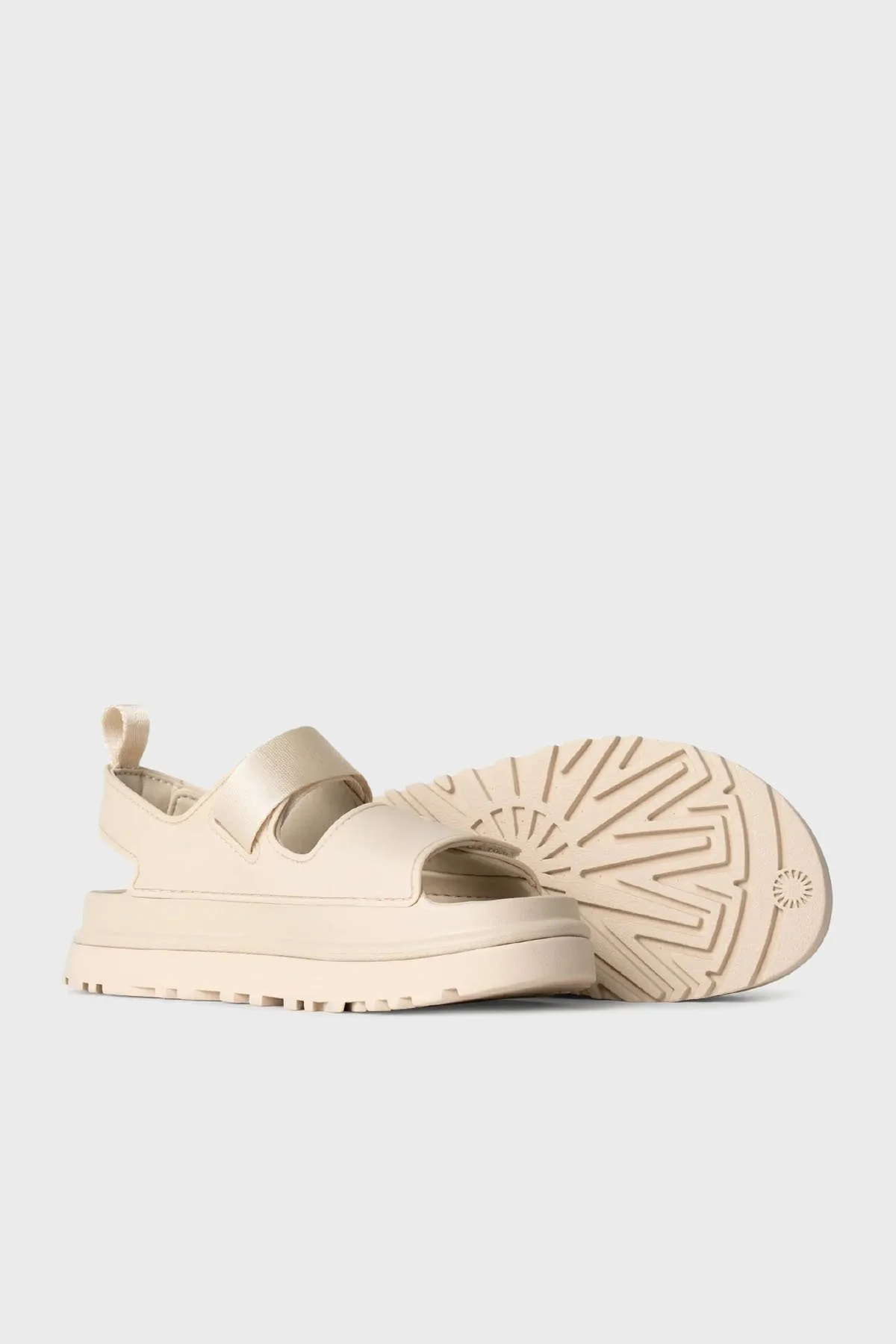 Ugg Logolu Tırtıklı Kalın Taban Cırtlı Kadın Sandalet 1152685 BEJ - 5