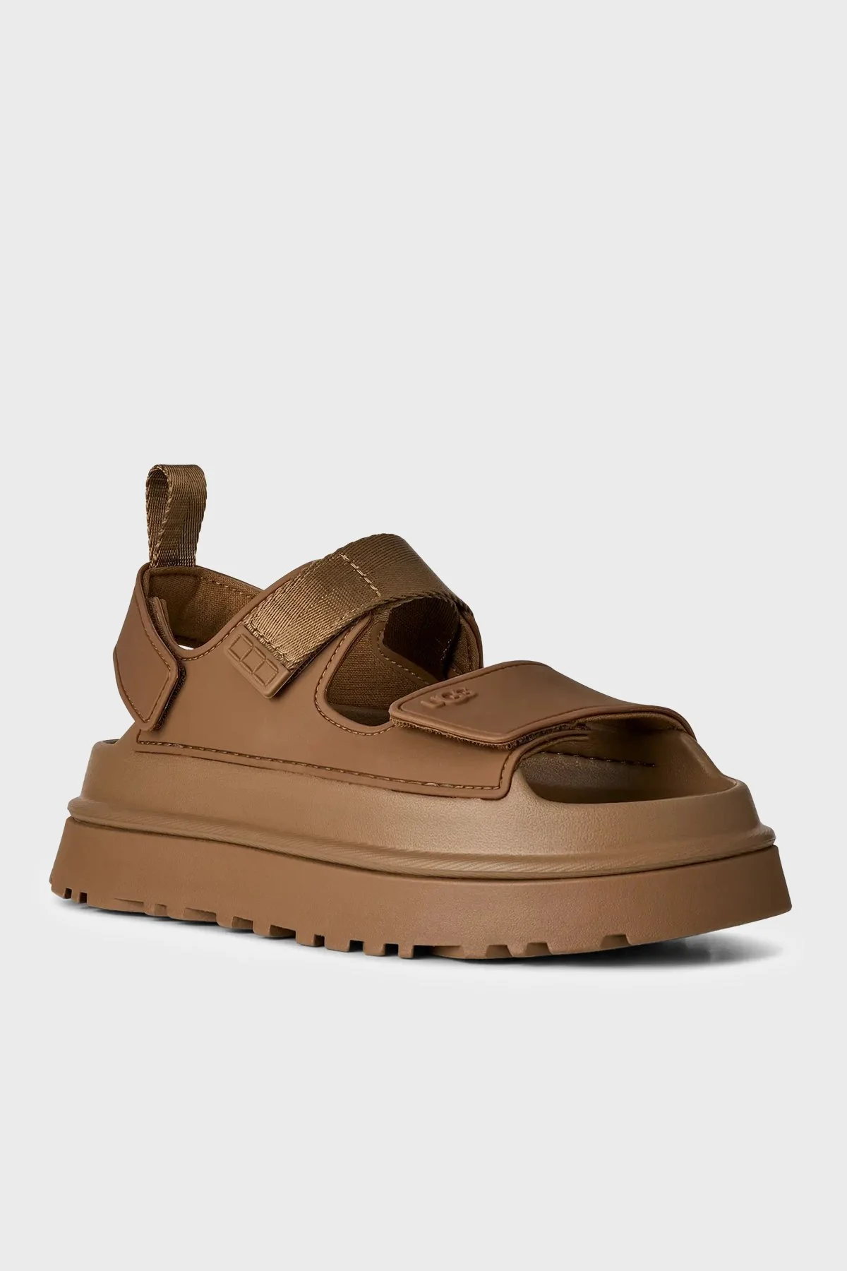 Ugg Logolu Tırtıklı Kalın Taban Cırtlı Kadın Sandalet 1152685 KAHVE - 2