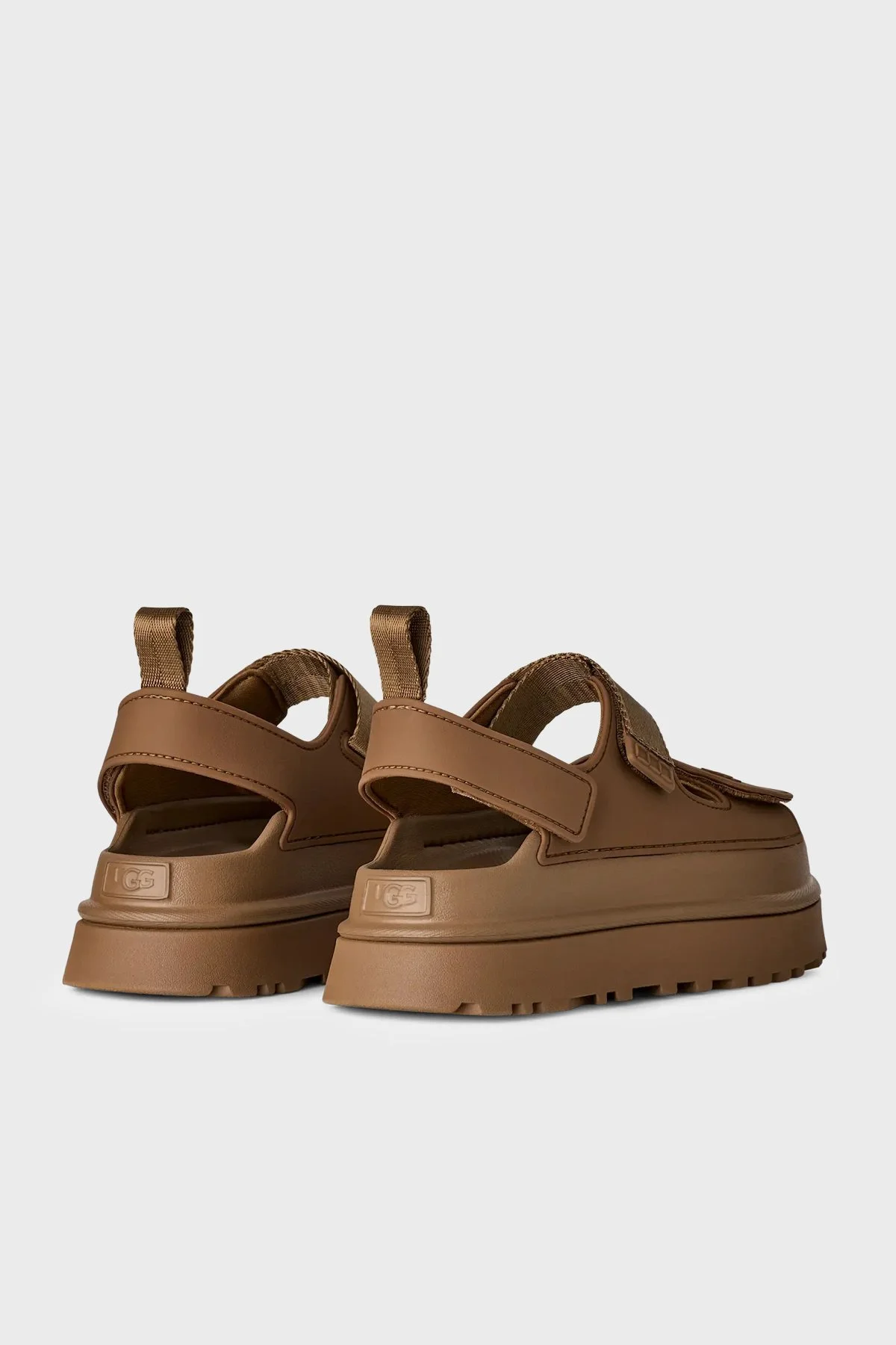 Ugg Logolu Tırtıklı Kalın Taban Cırtlı Kadın Sandalet 1152685 KAHVE - 4