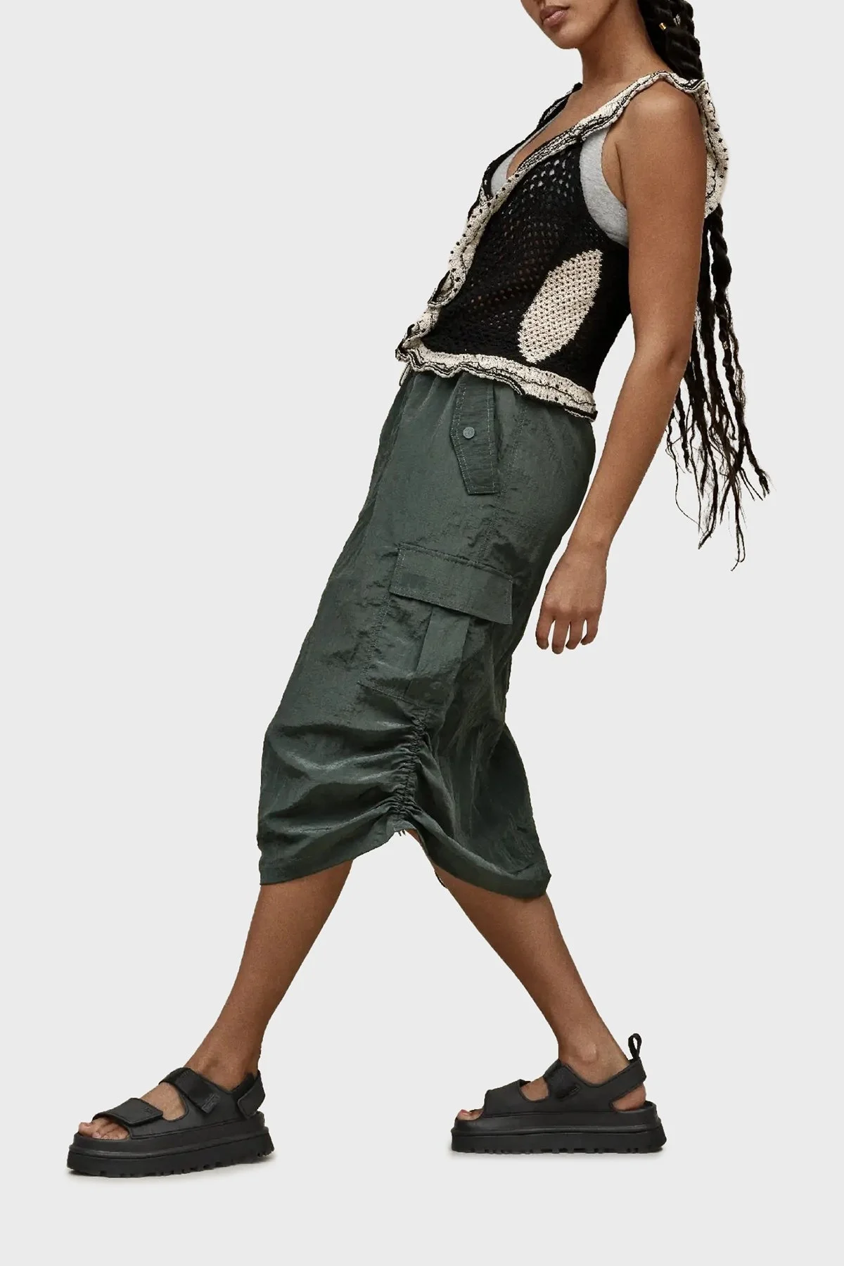 Ugg Logolu Tırtıklı Kalın Taban Cırtlı Bayan Sandalet 1152685 SİYAH - 2