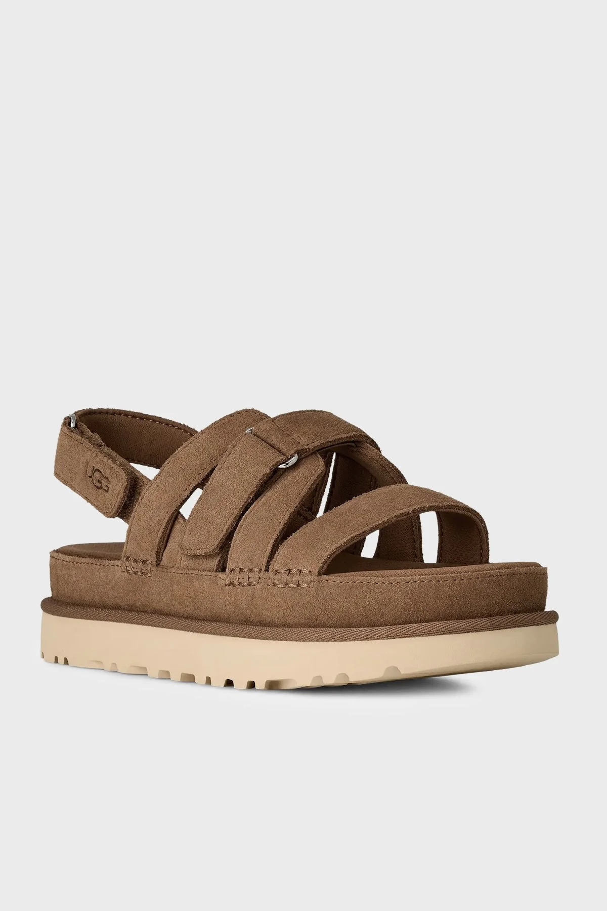 Ugg Süet Kalın Tabanlı Cırt Cırtlı Bayan Sandalet 1175122 TABA - 2