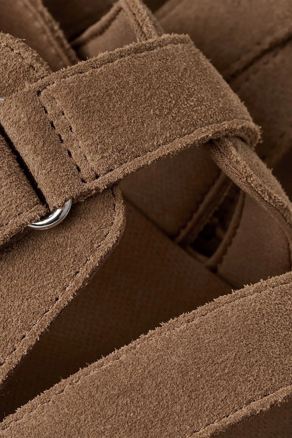 Ugg Süet Kalın Tabanlı Cırt Cırtlı Kadın Sandalet 1175122 TABA - 6