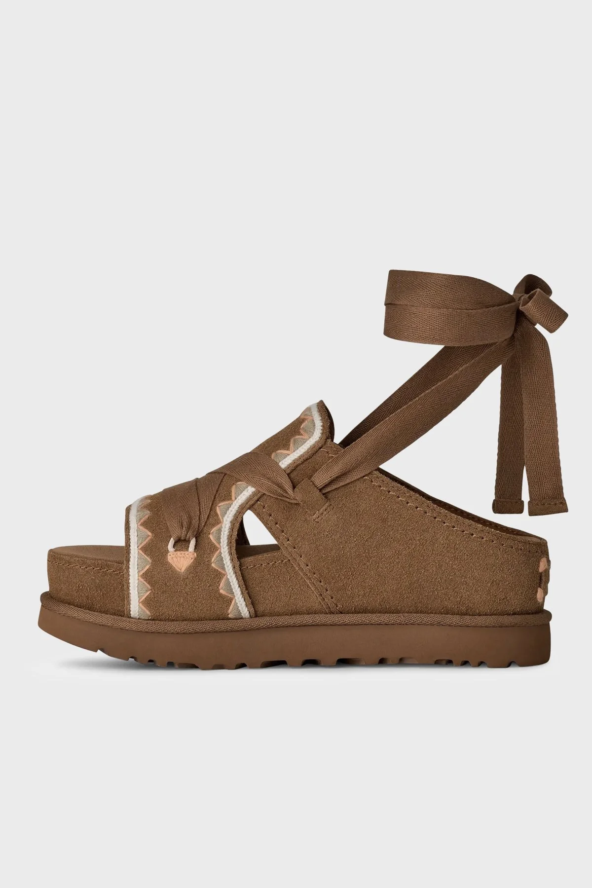 Ugg Süet Nakış Detaylı Bağlamalı Kadın Sandalet 1175133 TABA - 3