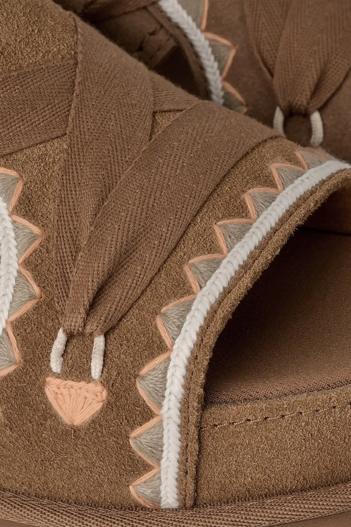 Ugg Süet Nakış Detaylı Bağlamalı Kadın Sandalet 1175133 TABA - 5
