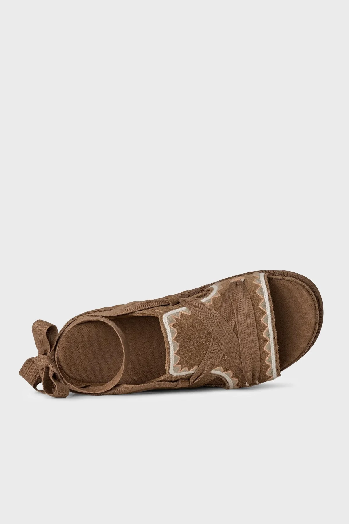 Ugg Süet Nakış Detaylı Bağlamalı Kadın Sandalet 1175133 TABA - 6