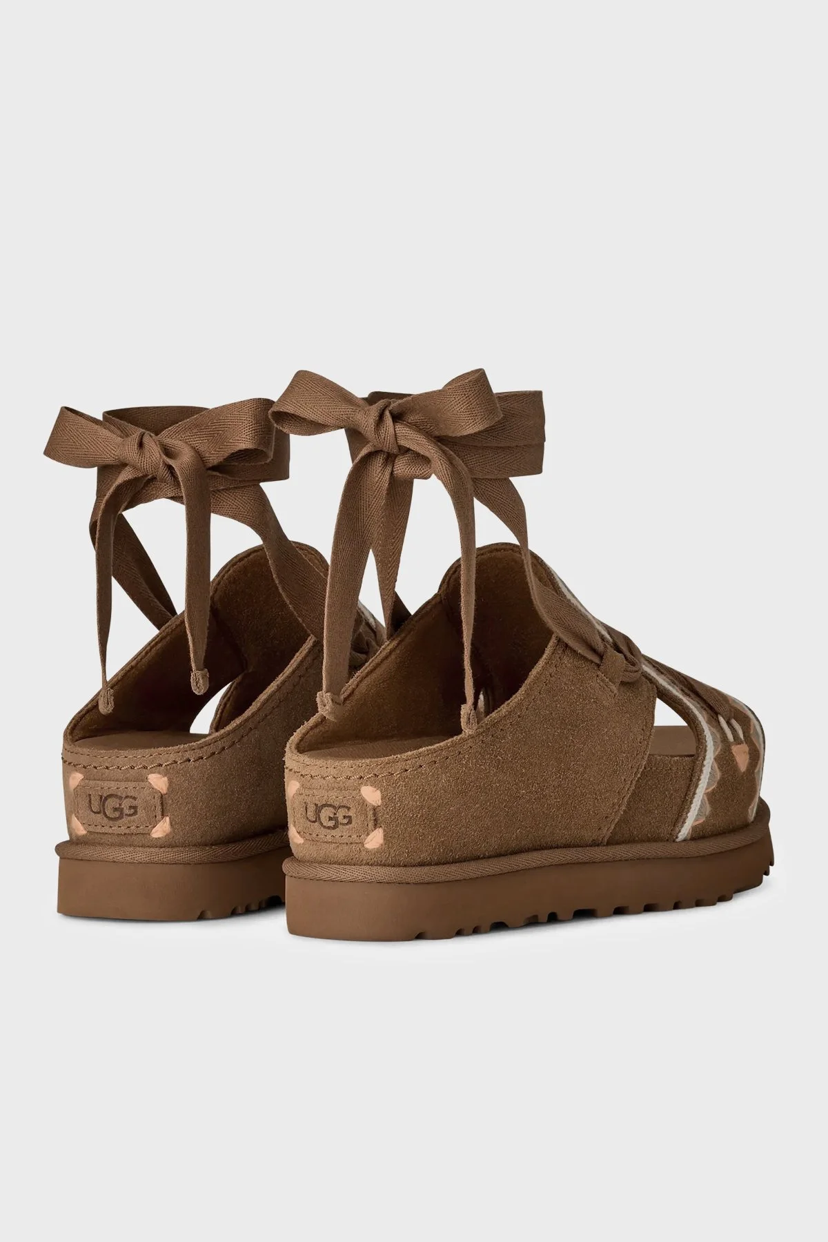 Ugg Süet Nakış Detaylı Bağlamalı Kadın Sandalet 1175133 TABA - 4
