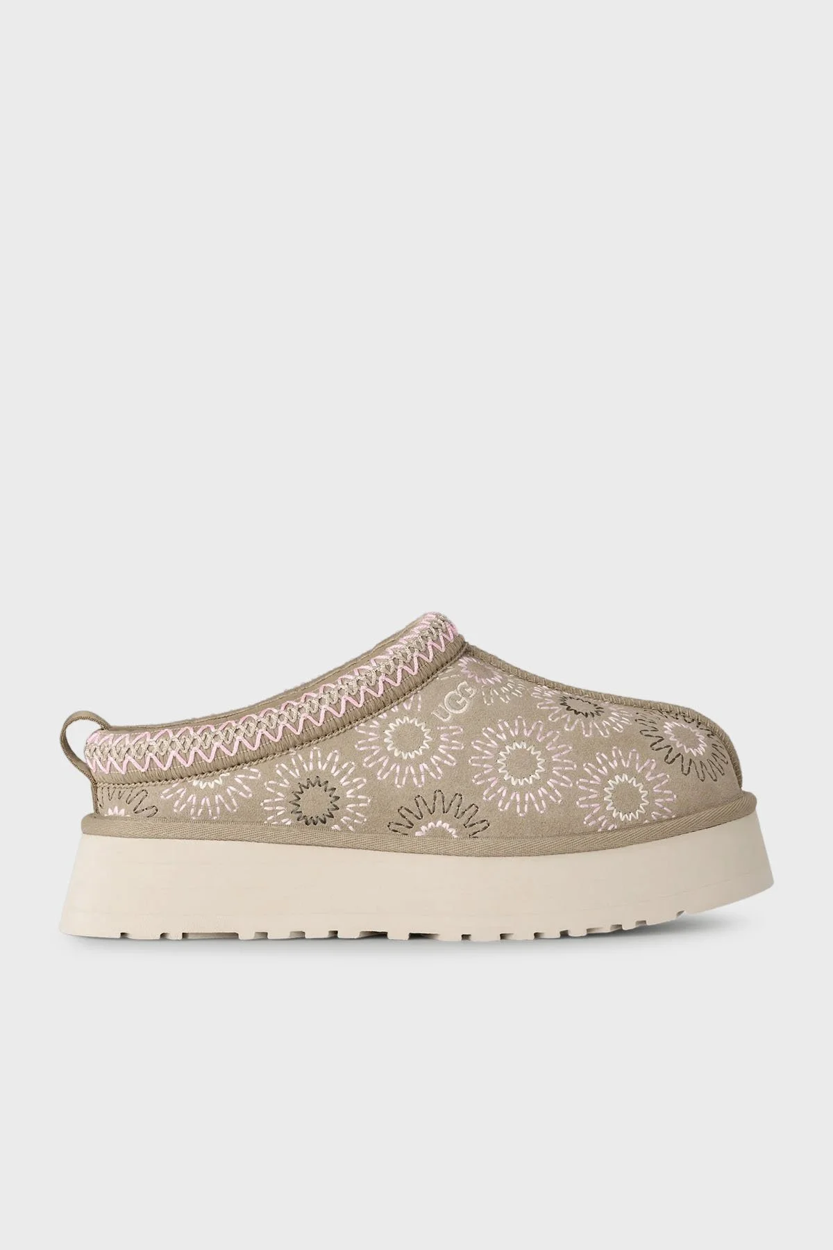 Ugg Süet Nakış Detaylı Kalın Taban Bayan Terlik 1178193 HARDAL - 1