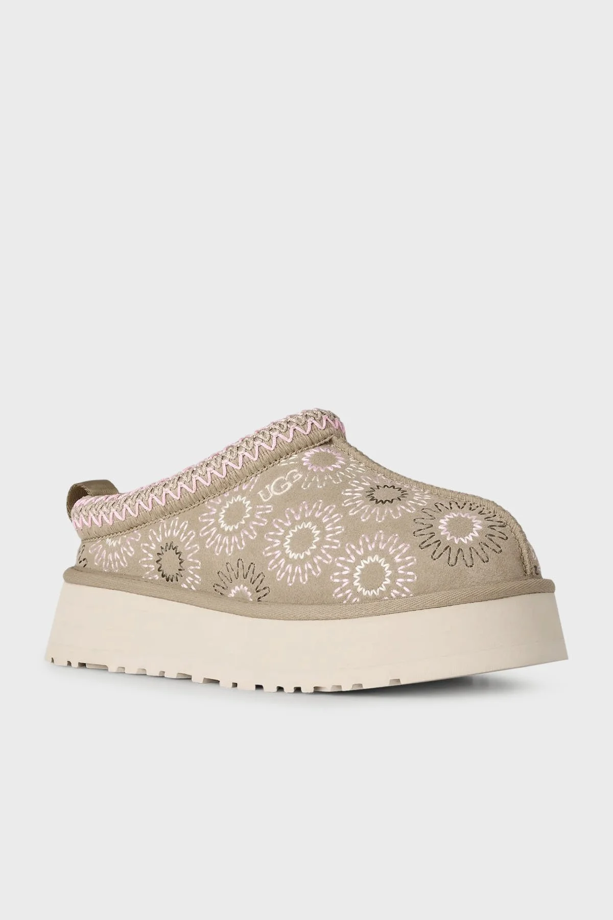 Ugg Süet Nakış Detaylı Kalın Taban Bayan Terlik 1178193 HARDAL - 3