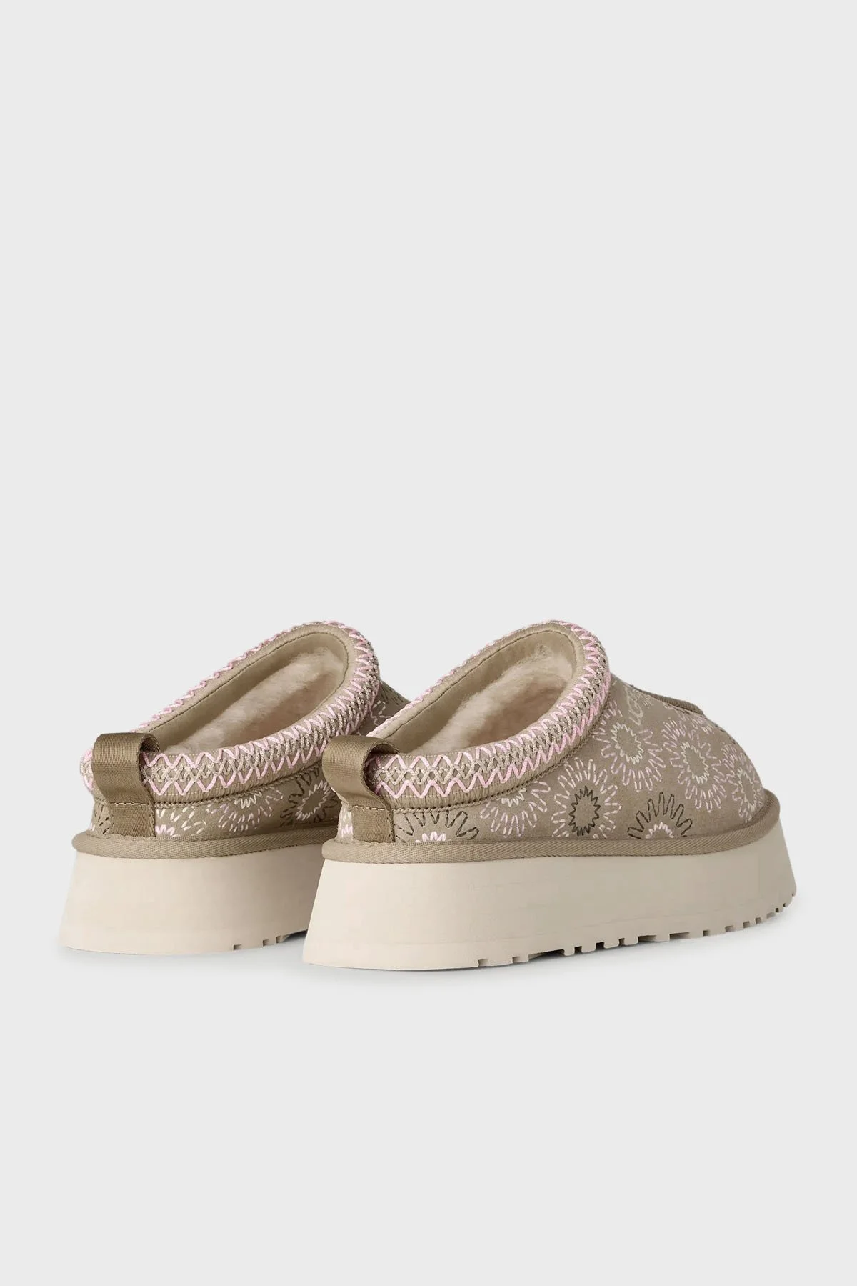 Ugg Süet Nakış Detaylı Kalın Taban Kadın Terlik 1178193 HARDAL - 4