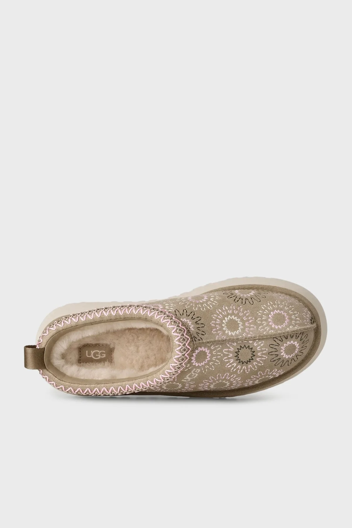 Ugg Süet Nakış Detaylı Kalın Taban Kadın Terlik 1178193 HARDAL - 5