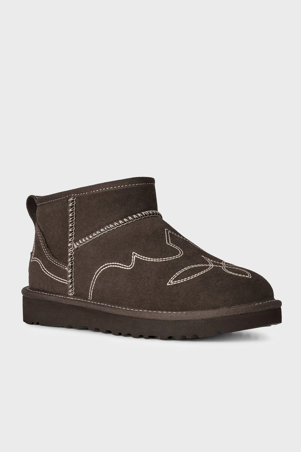Ugg W Classic Ultra Mini Western Nakışlı Süet Kadın Bot 1180628 Kahve - 3