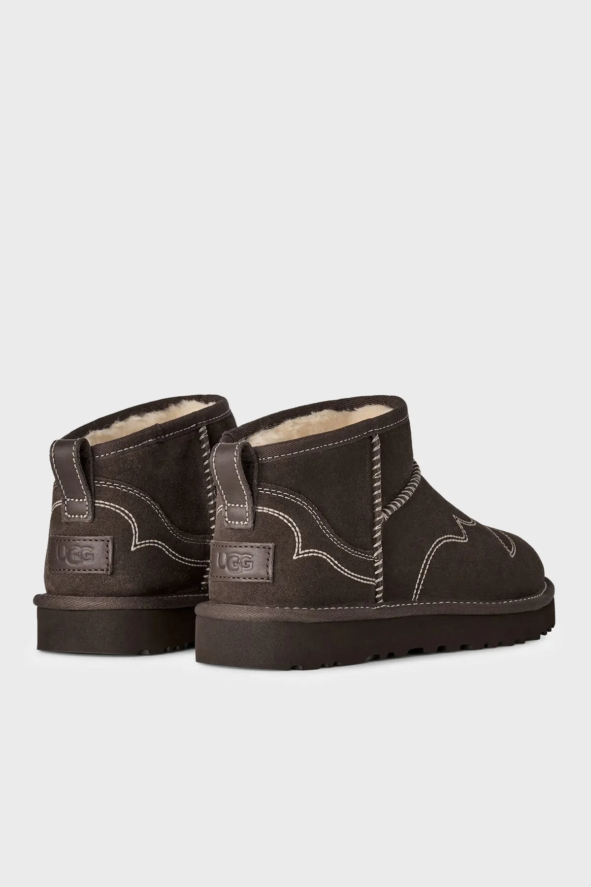 Ugg W Classic Ultra Mini Western Nakışlı Süet Kadın Bot 1180628 Kahve - 5