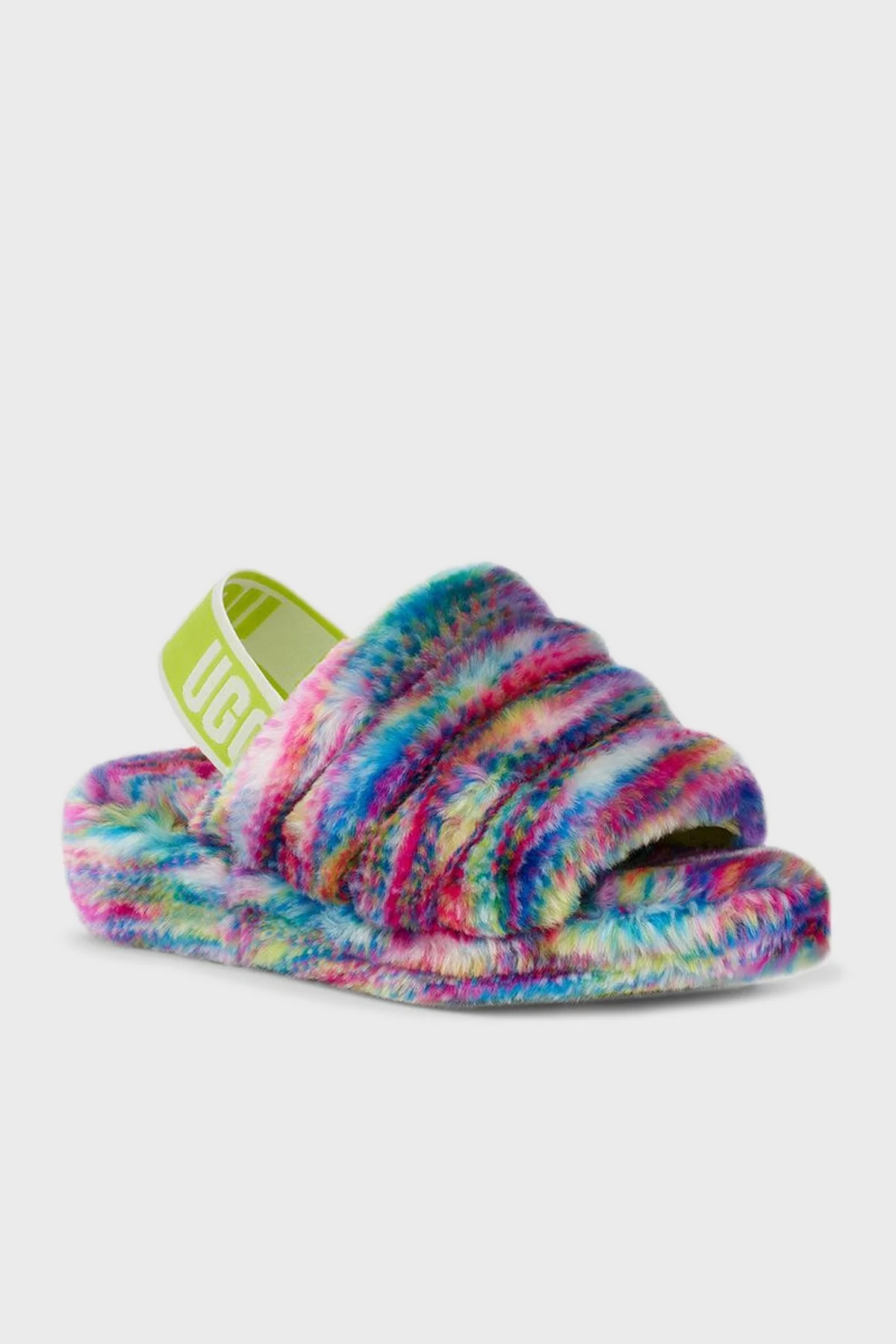 UGG W Fluff Yeah Pixelate Elastik Bantlı Bayan Terlik 1125007 FUŞYA-YEŞİL - 2