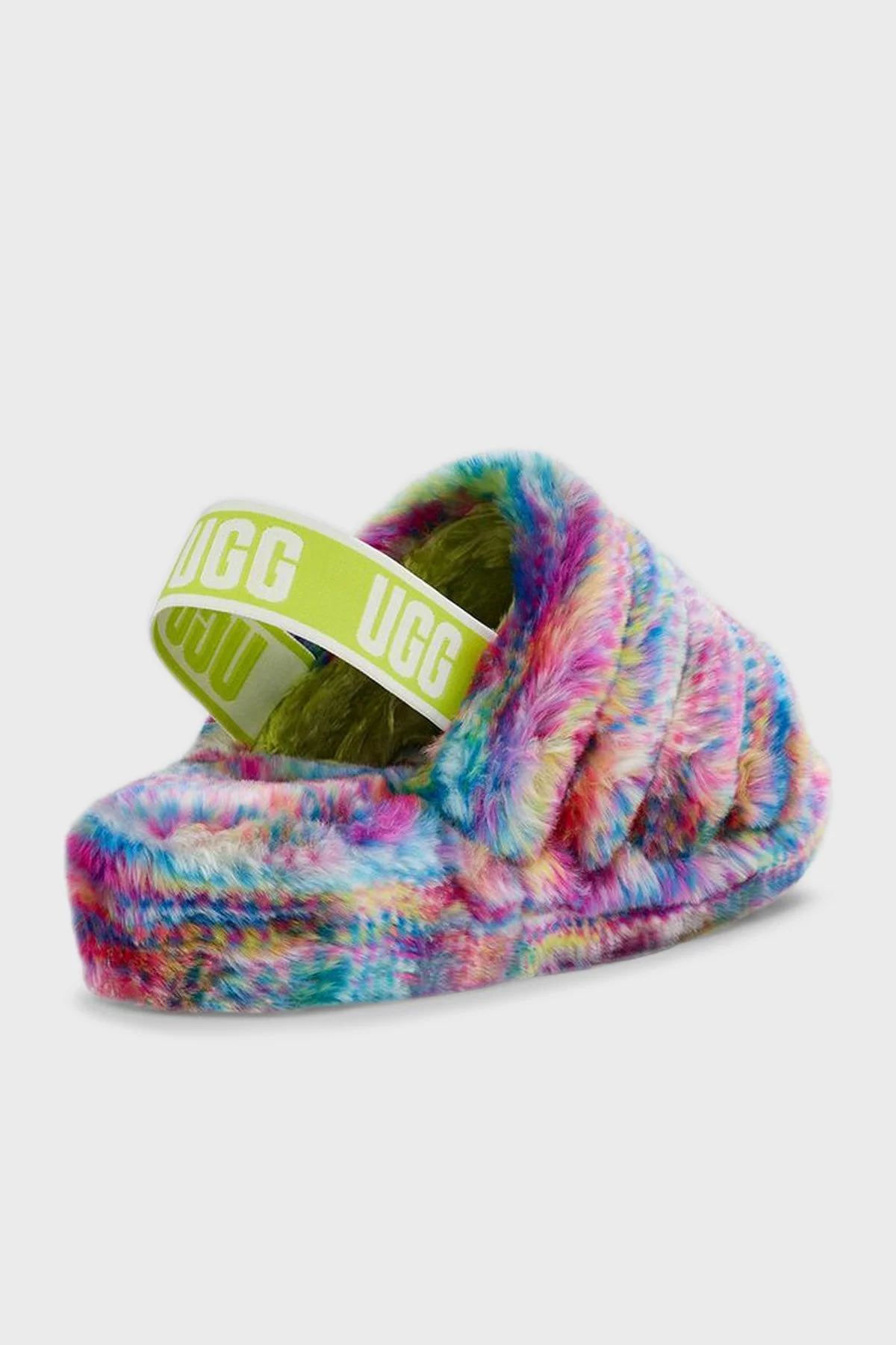 UGG W Fluff Yeah Pixelate Elastik Bantlı Bayan Terlik 1125007 FUŞYA-YEŞİL - 3