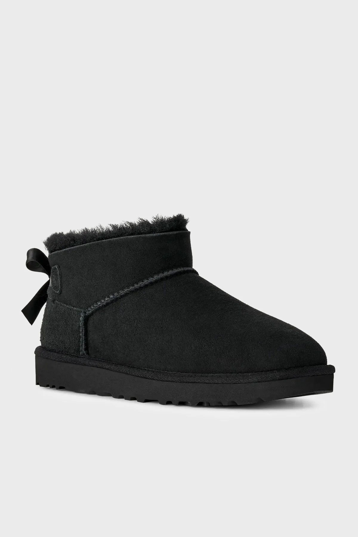 Ugg W Ultra Mini Bailey Bow Fiyonk Detaylı Süet Kadın Bot 1185491 Siyah - 3