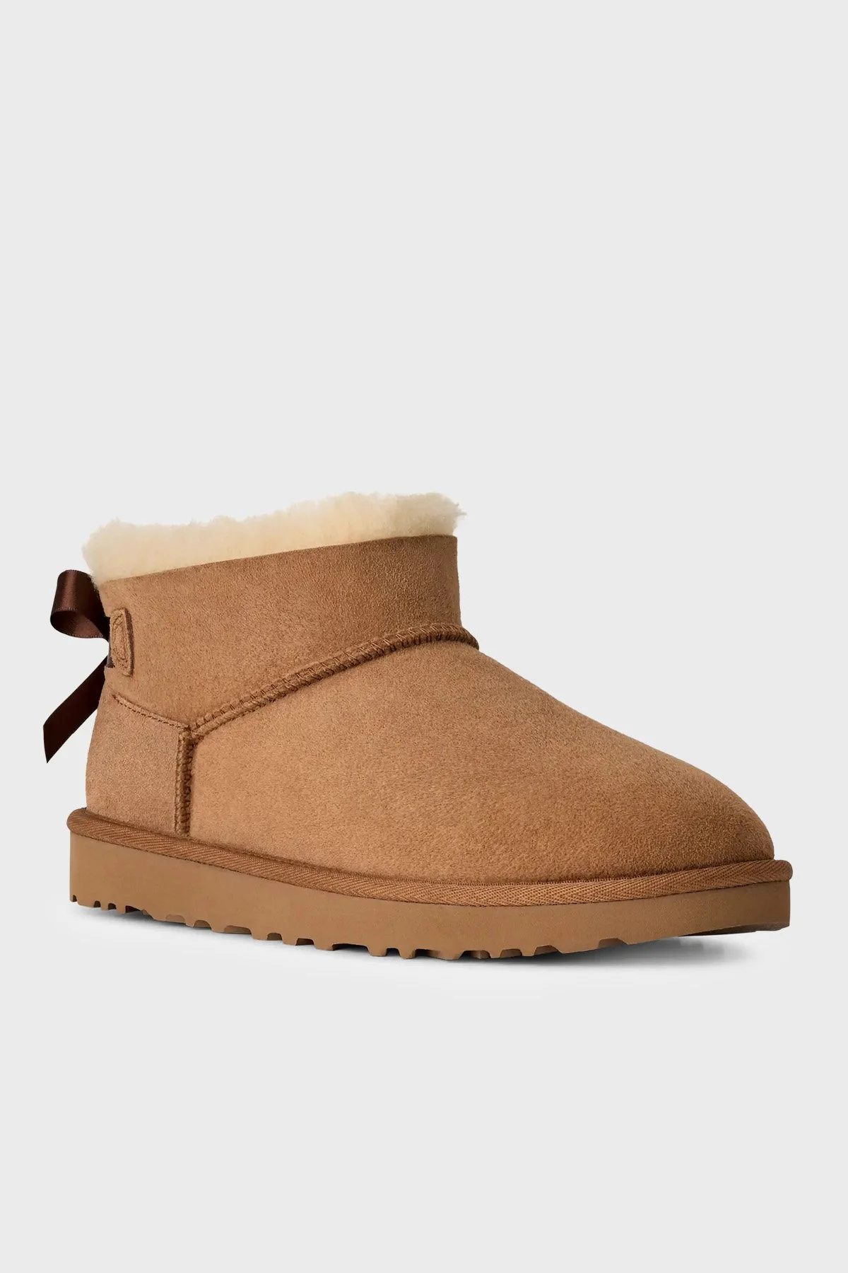 Ugg W Ultra Mini Bailey Bow Fiyonk Detaylı Süet Kadın Bot 1185491 Taba - 3