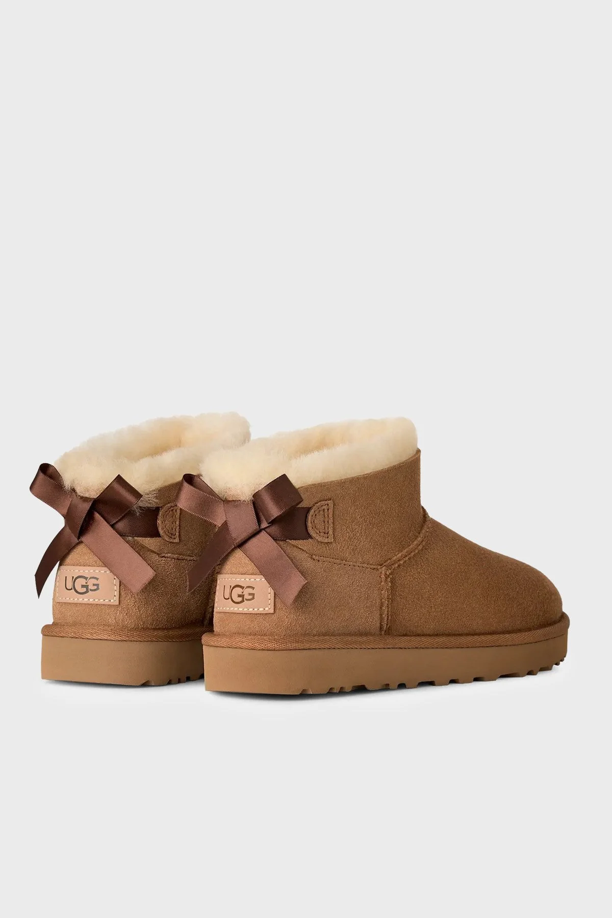 Ugg W Ultra Mini Bailey Bow Fiyonk Detaylı Süet Kadın Bot 1185491 Taba - 5