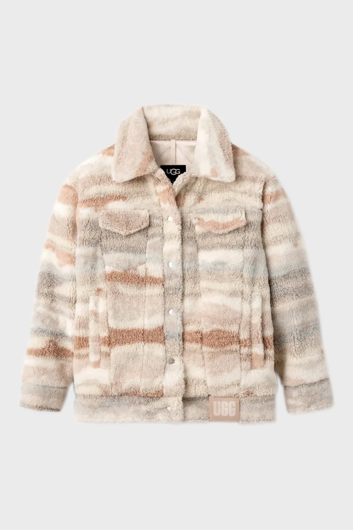 Ugg Yumuşak Dokulu Oversize Fit Çıtçıtlı Cepli Peluş Bayan Ceket 1158692 EKRU - 5