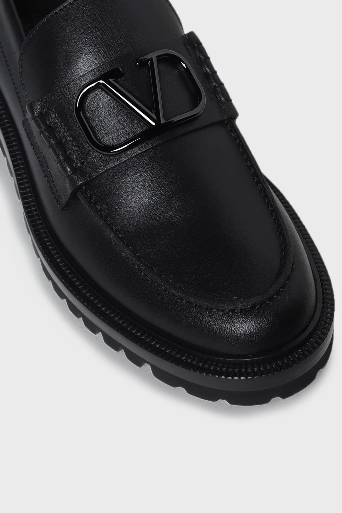 Valentino Garavani Logolu Hakiki Deri Loafer Erkek Ayakkabı 3Y2S0G20PEW ONO SİYAH - 4