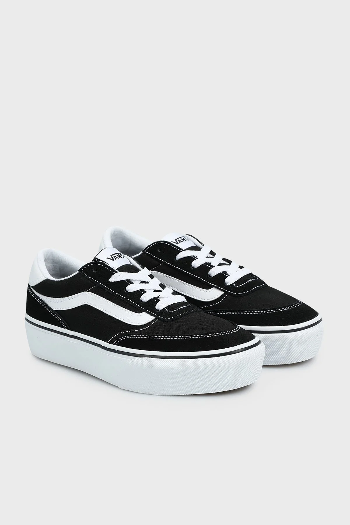 Vans Brooklyn LS Platform Süet Logolu Casual Kadın Ayakkabı VN000DC4BA21 SİYAH-BEYAZ - 2