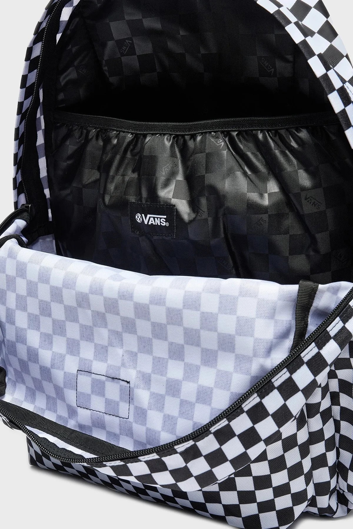 Vans Old Skool Kareli Fermuarlı Unisex Sırt Çantası VN000H4XY281 SİYAH-BEYAZ - 6