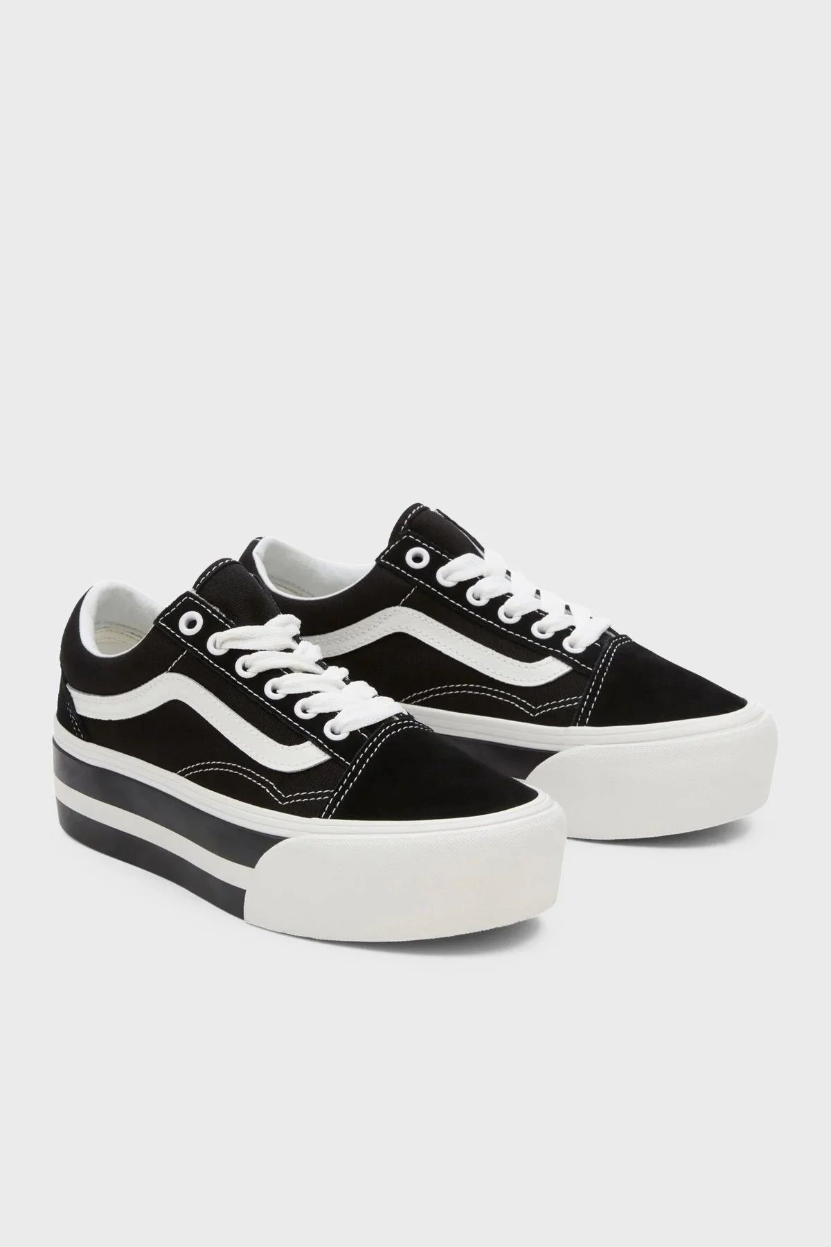 Vans Old Skool Stackform Sneaker Unisex Ayakkabı VN0009PZBZW1 SİYAH-BEYAZ - 4