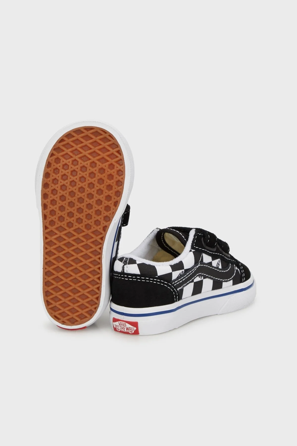 Vans Old Skool V Kareli Cırt Cırtlı Kanvas Sneaker Unisex Çocuk Ayakkabı VN0009RCBZW1 SİYAH-BEYAZ - 4