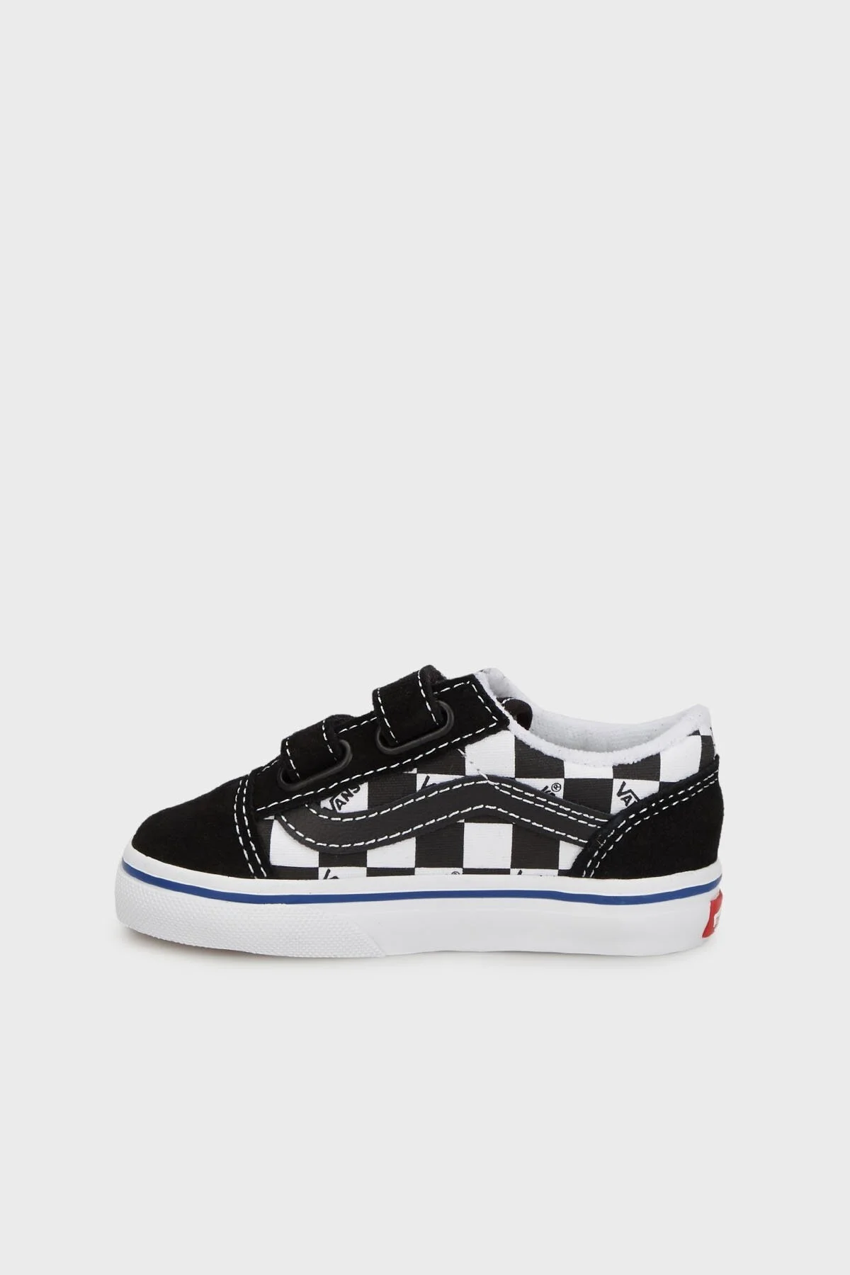 Vans Old Skool V Kareli Cırt Cırtlı Kanvas Sneaker Unisex Çocuk Ayakkabı VN0009RCBZW1 SİYAH-BEYAZ - 3