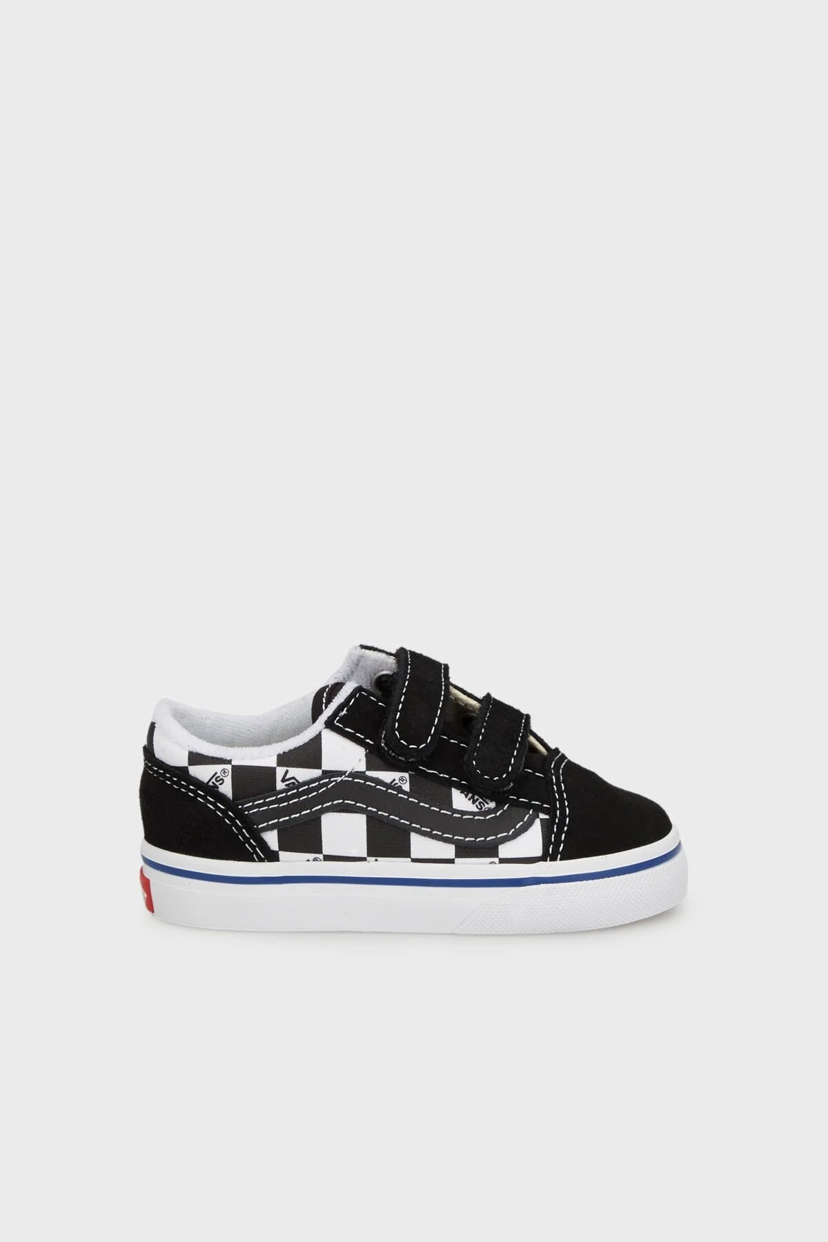 Vans Old Skool V Kareli Cırt Cırtlı Kanvas Sneaker Unisex Çocuk Ayakkabı VN0009RCBZW1 SİYAH-BEYAZ - 1