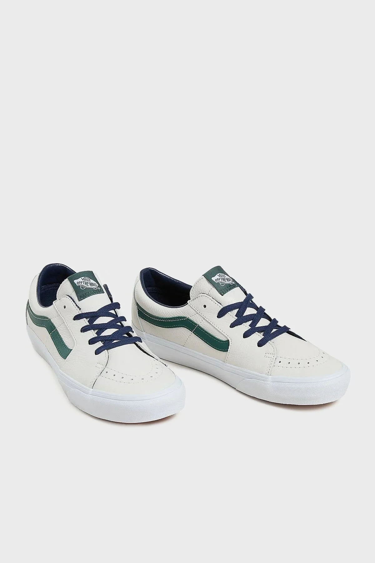 Vans SK8-Low Deri Logolu Sneaker Unisex Ayakkabı VN0009QRWTM1 GRİ-BEYAZ - 3