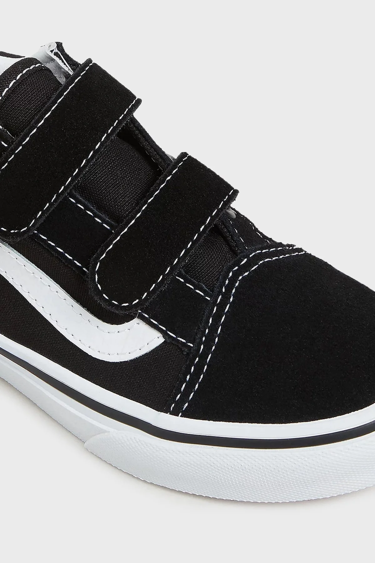 Vans UY Old Skool V Cırt Cırtlı Deri Sneaker Unisex Çocuk Ayakkabı VN000VHE6BT1 SİYAH-BEYAZ - 3