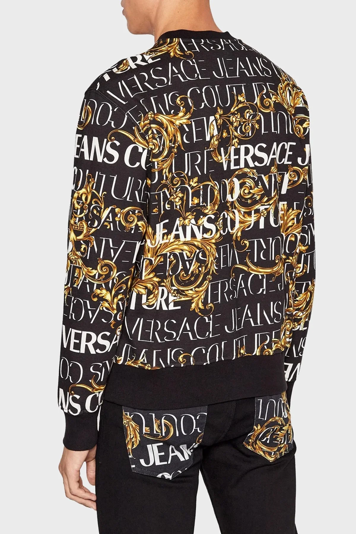 Versace % 100 Pamuk Regular Fit Bisiklet Yaka Erkek Sweat 73GAI3R0 FS041 G89 SİYAH - 3