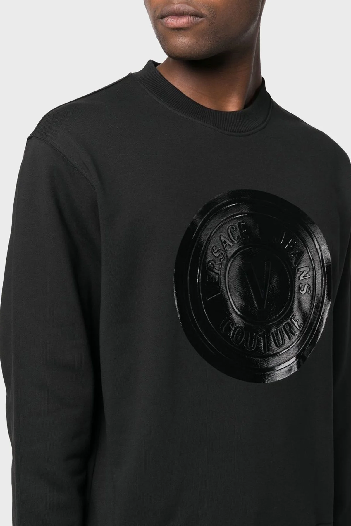 Versace % 100 Pamuk Regular Fit Bisiklet Yaka Erkek Sweat 73GAIP03 CF01P 899 SİYAH - 6